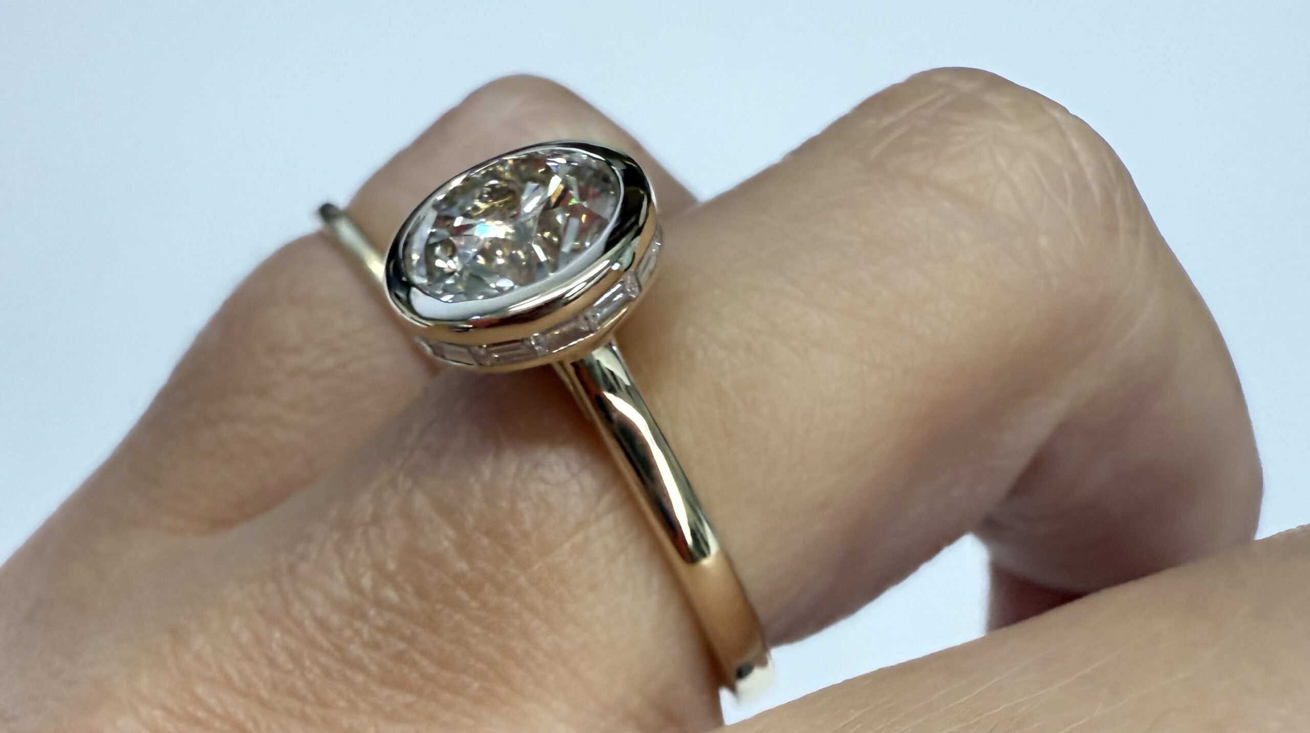 14k Yellow Gold Genuine IGI Certified 2.01 Carat Lab Grown Round Brilliant Cut Diamond Bezel Ring - Image 9