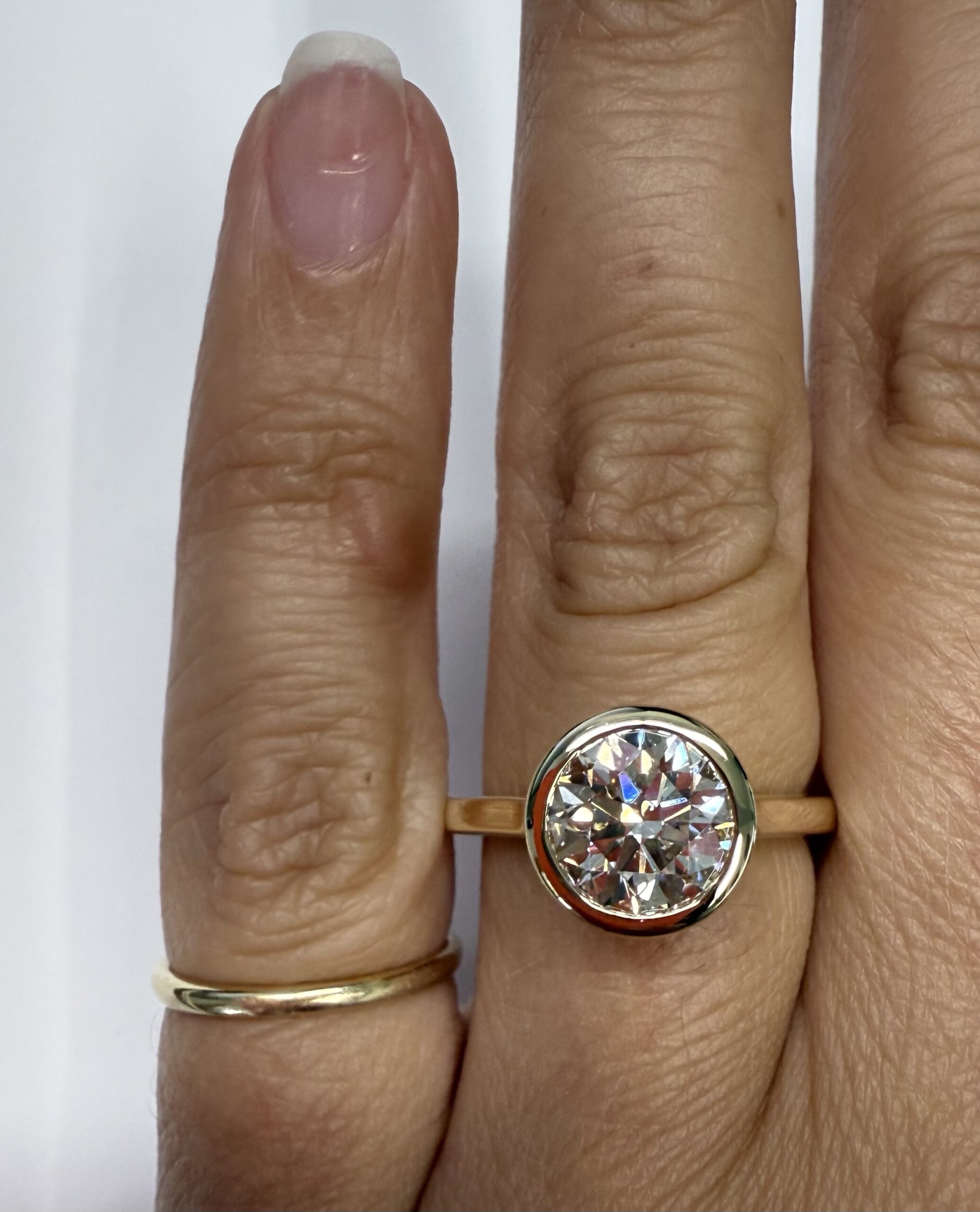 14k Yellow Gold Genuine IGI Certified 2.01 Carat Lab Grown Round Brilliant Cut Diamond Bezel Ring - Image 22