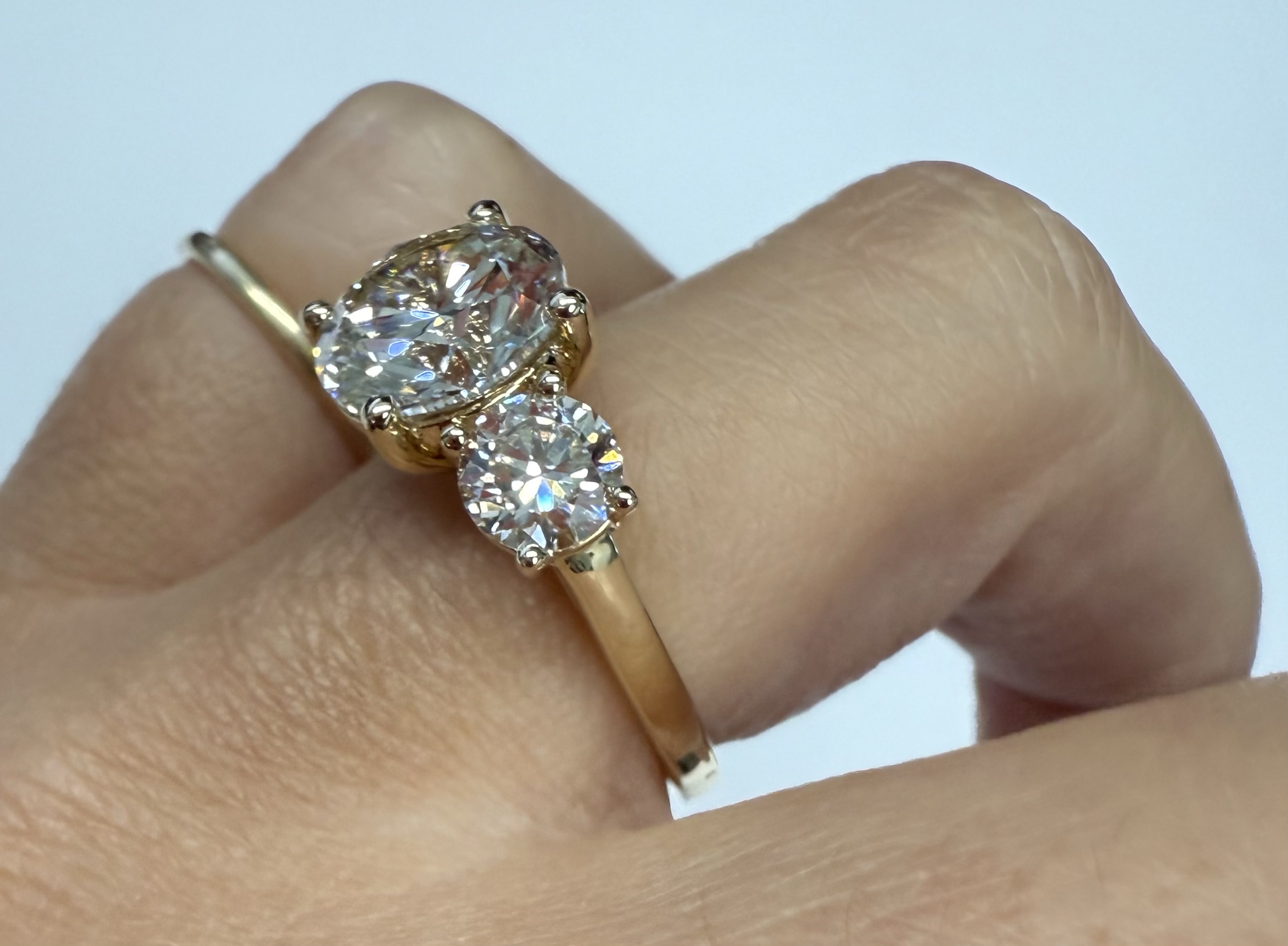 14k Yellow Gold Genuine 4.17 Cttw Laboratory Grown Round Brilliant Cut Diamond 3 Stone Ring - Image 17