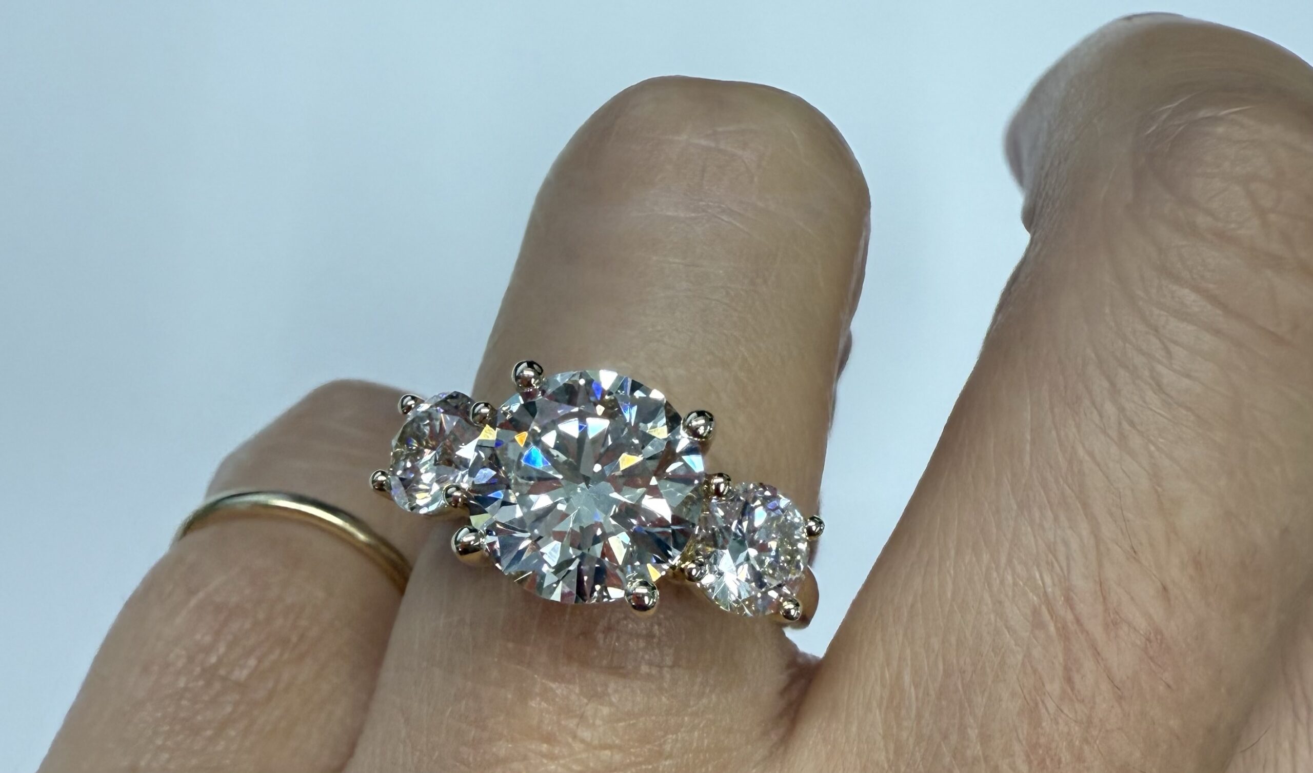 14k Yellow Gold Genuine 4.17 Cttw Laboratory Grown Round Brilliant Cut Diamond 3 Stone Ring - Image 19