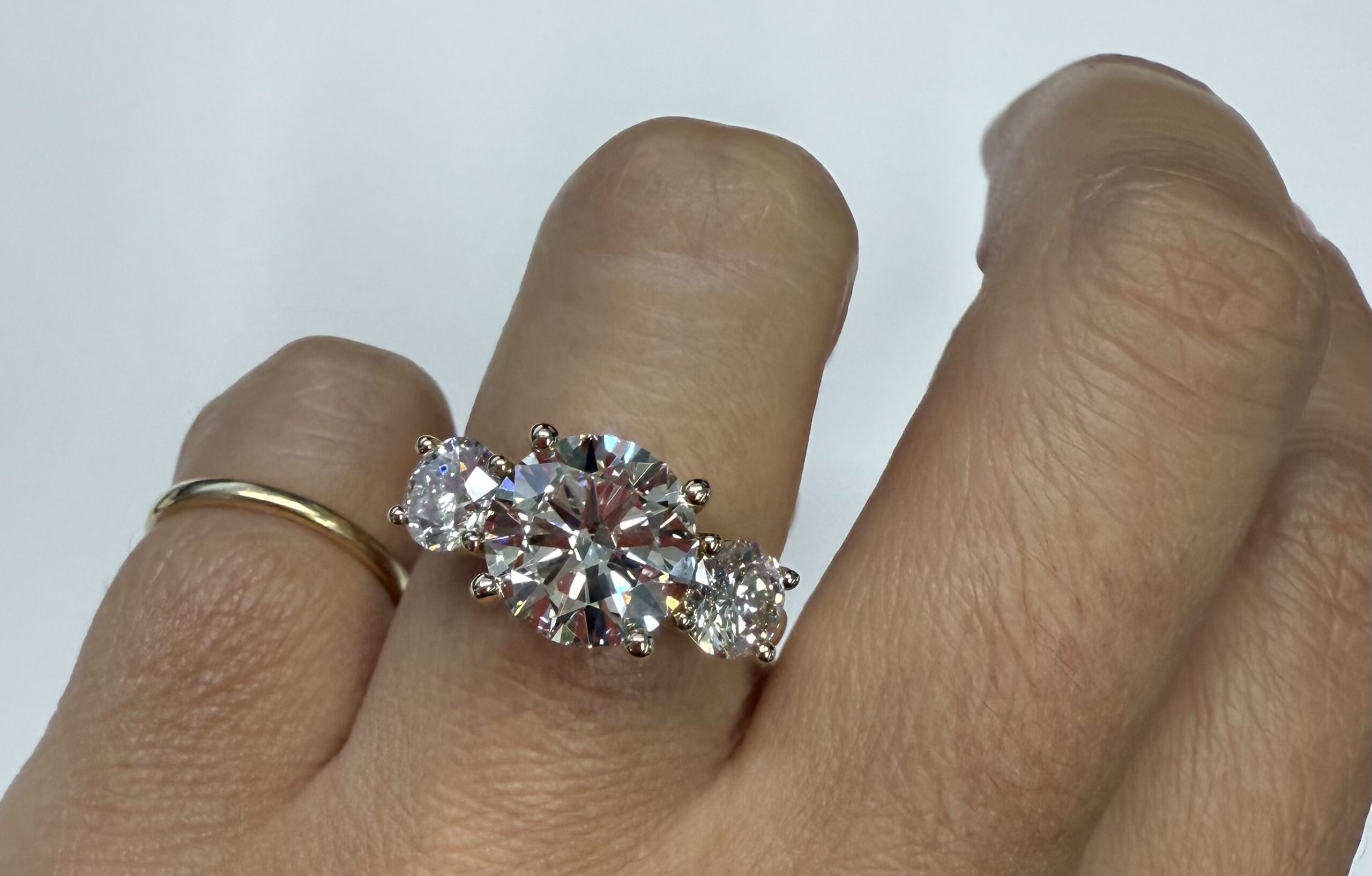 14k Yellow Gold Genuine 4.17 Cttw Laboratory Grown Round Brilliant Cut Diamond 3 Stone Ring - Image 18