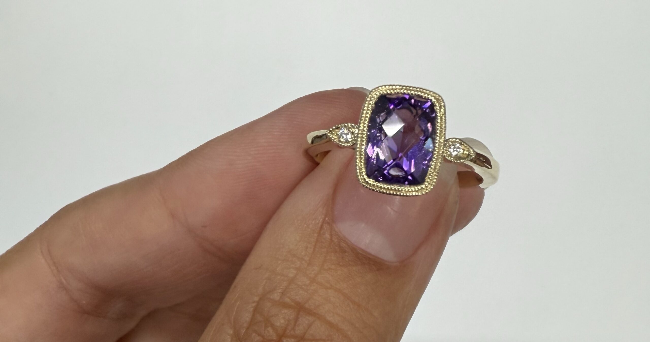14k Yellow Gold Genuine 1.36 Cttw Amethyst & Diamond Bezel Ring - Image 25
