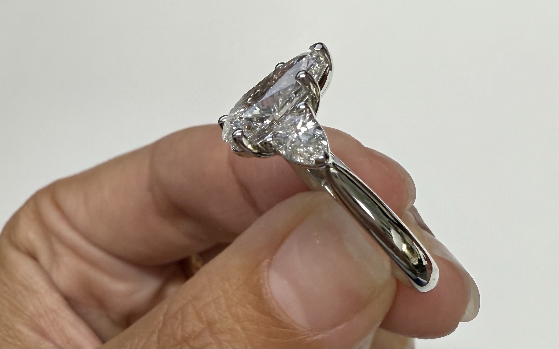 Platinum Genuine 3.75 Cttw Laboratory Grown Pear Brilliant Cut Diamond 3 Stone Ring - Image 11