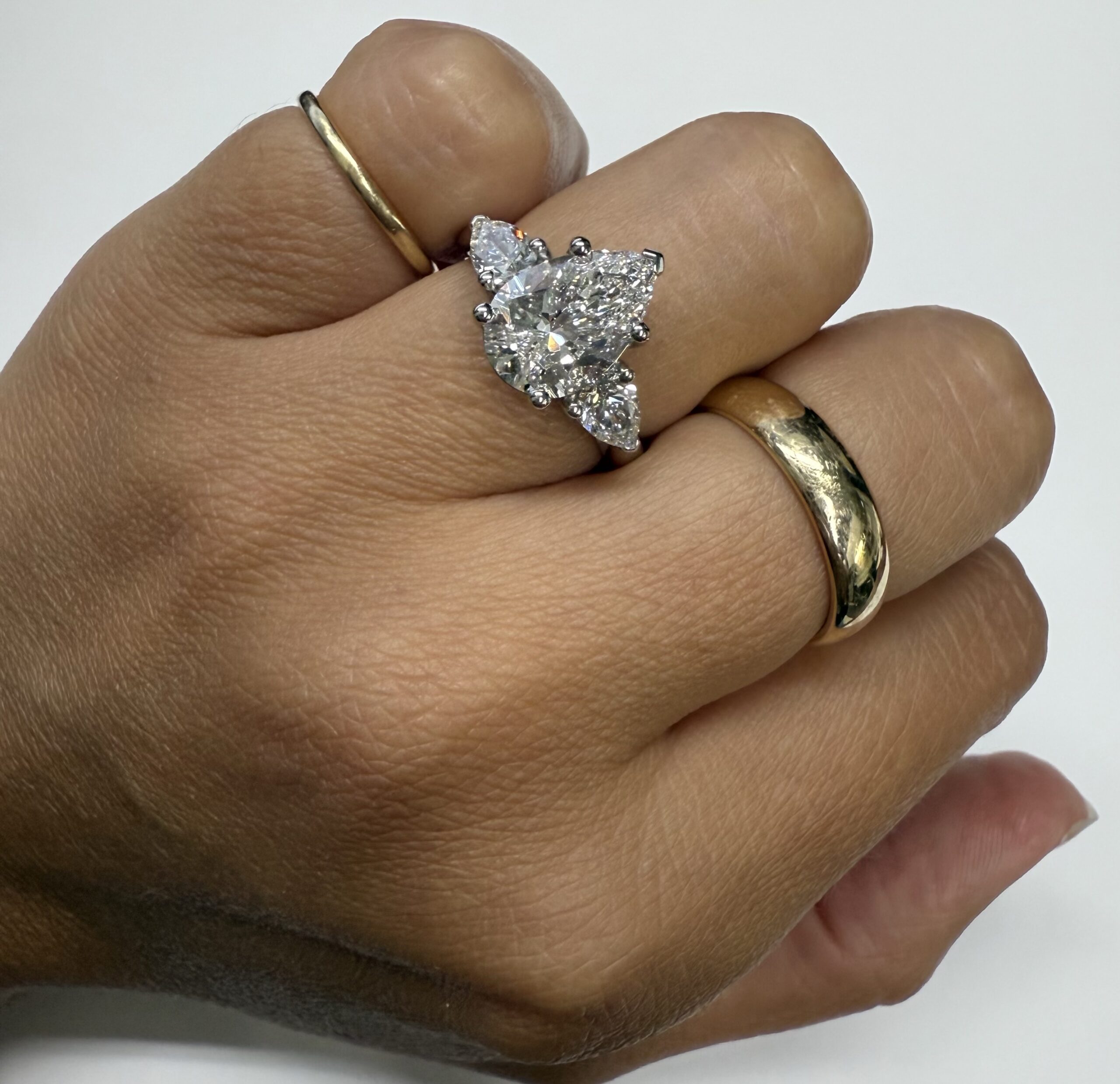 Platinum Genuine 3.75 Cttw Laboratory Grown Pear Brilliant Cut Diamond 3 Stone Ring - Image 22