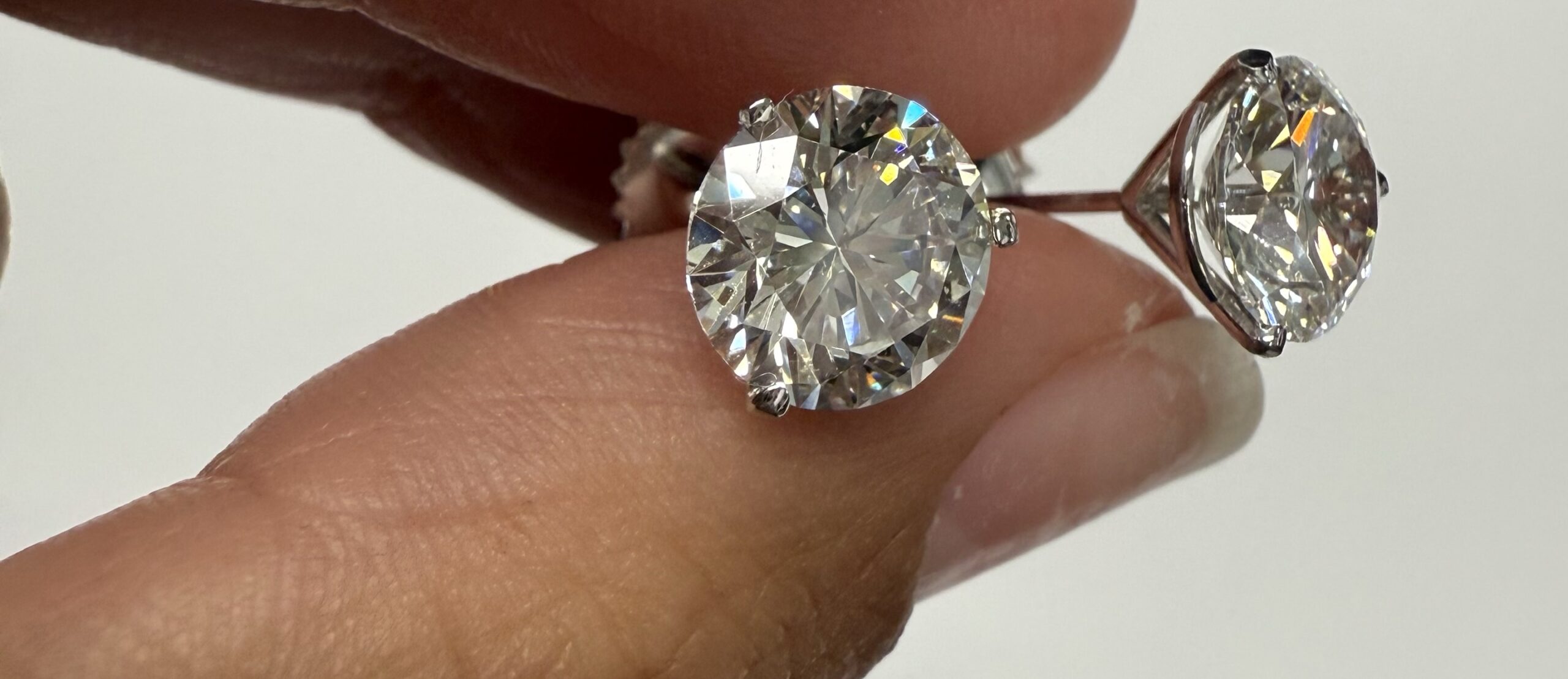 14k White Gold 3 Prong Martini Genuine 4.00 Carat Laboratory Grown Round Brilliant Cut Diamond Stud Earrings - Image 6