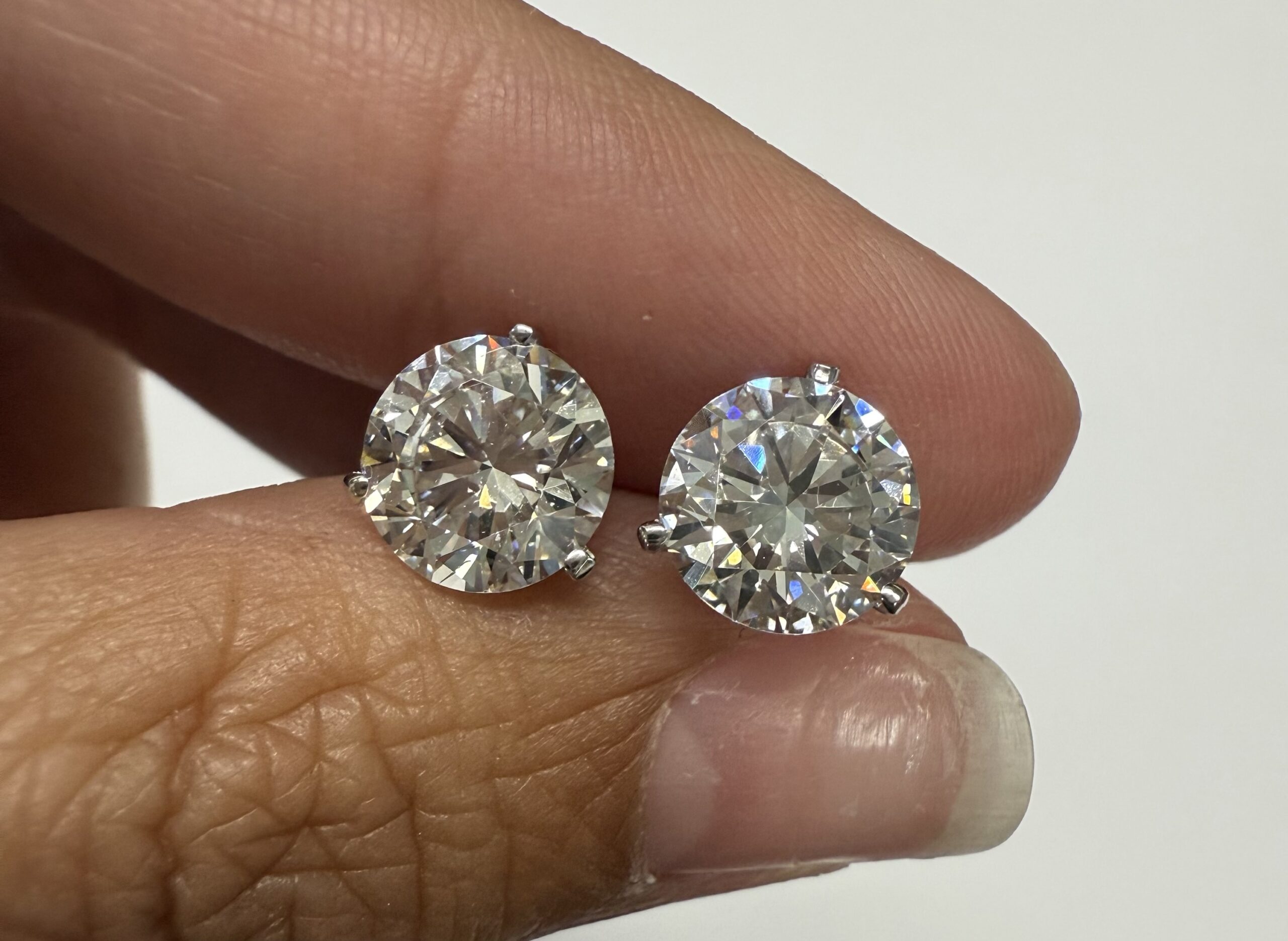 14k White Gold 3 Prong Martini Genuine 4.00 Carat Laboratory Grown Round Brilliant Cut Diamond Stud Earrings - Image 11