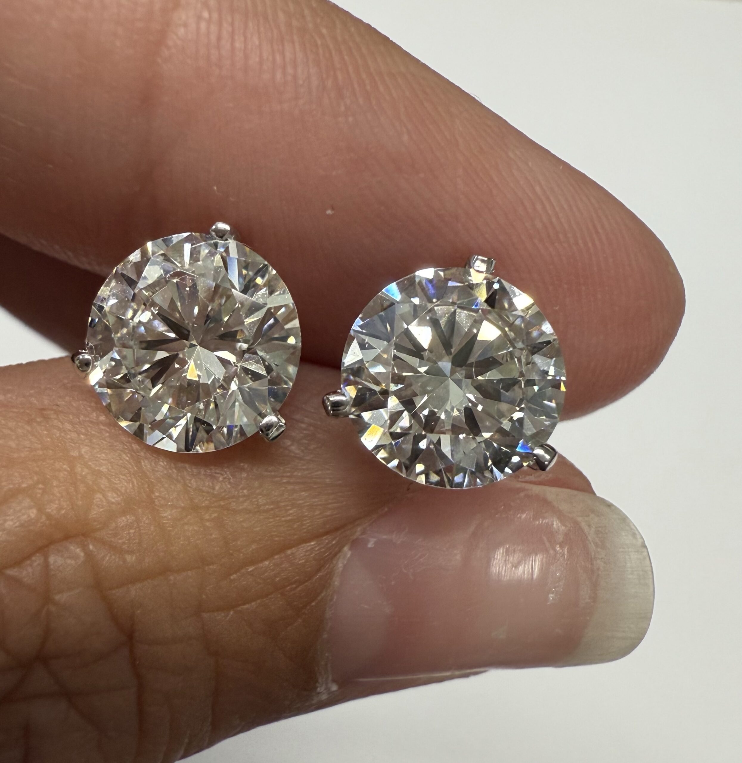 14k White Gold 3 Prong Martini Genuine 4.00 Carat Laboratory Grown Round Brilliant Cut Diamond Stud Earrings - Image 12