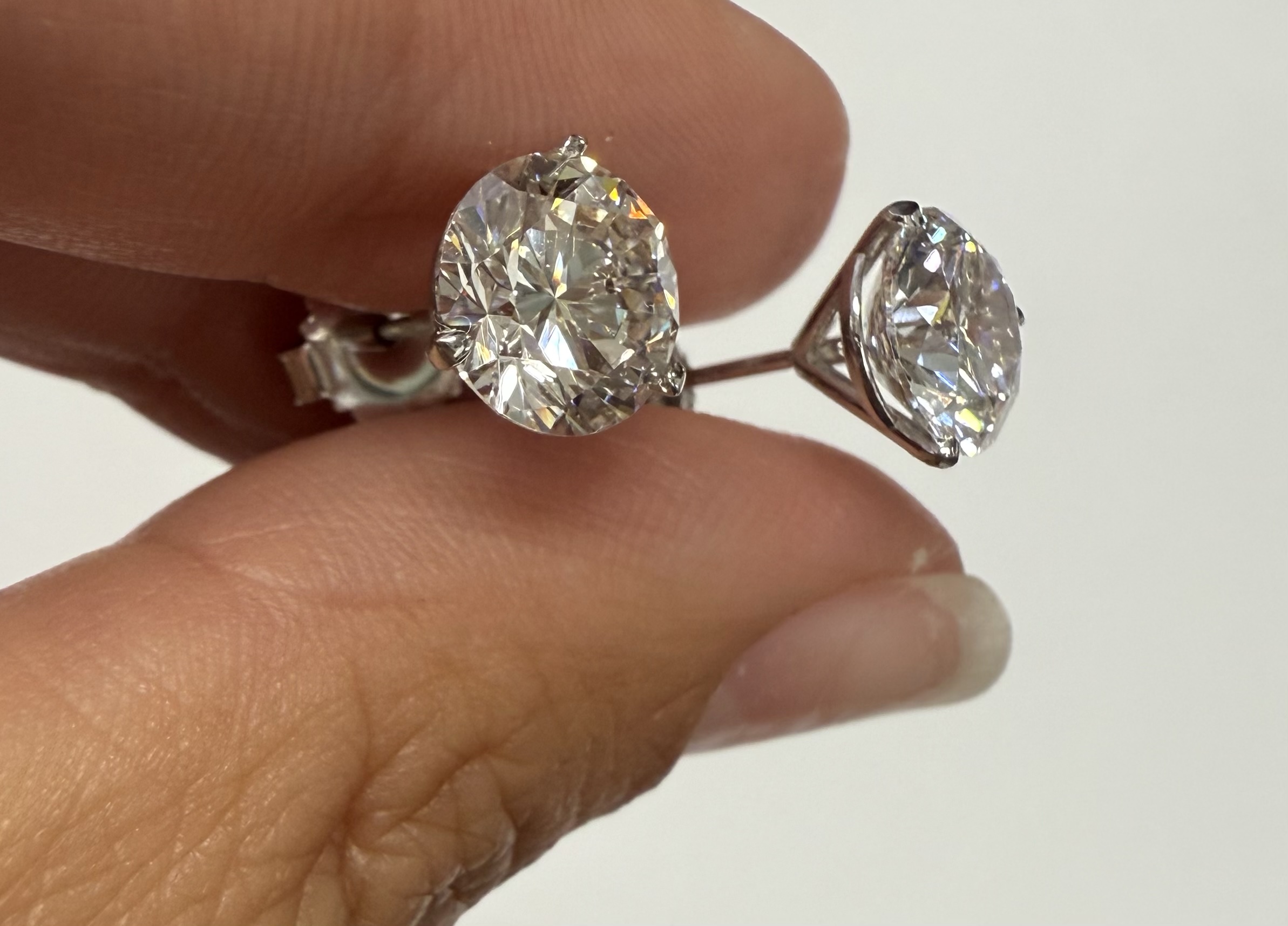 14k White Gold 3 Prong Martini Genuine 4.00 Carat Laboratory Grown Round Brilliant Cut Diamond Stud Earrings - Image 13