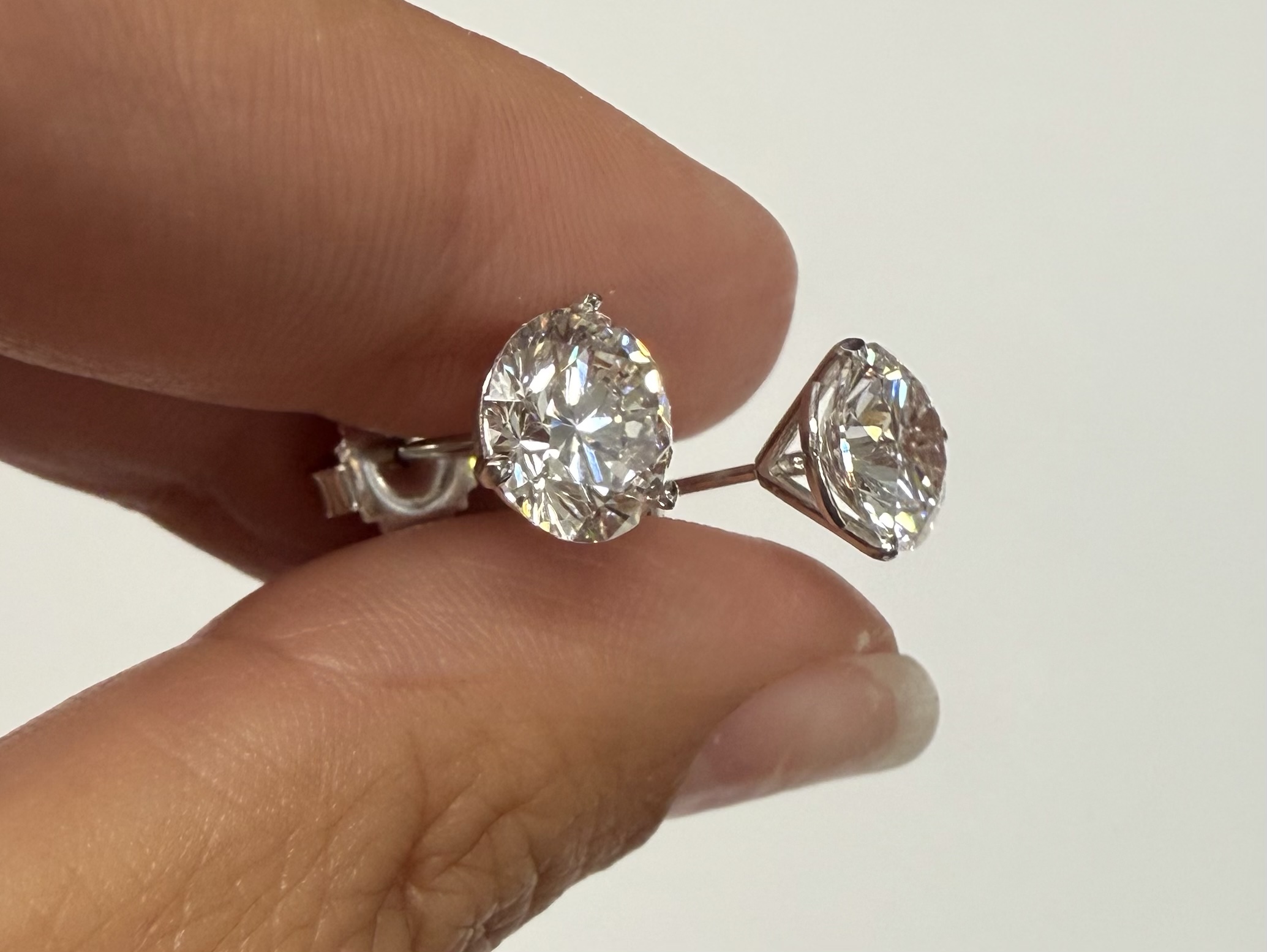 14k White Gold 3 Prong Martini Genuine 4.00 Carat Laboratory Grown Round Brilliant Cut Diamond Stud Earrings - Image 14