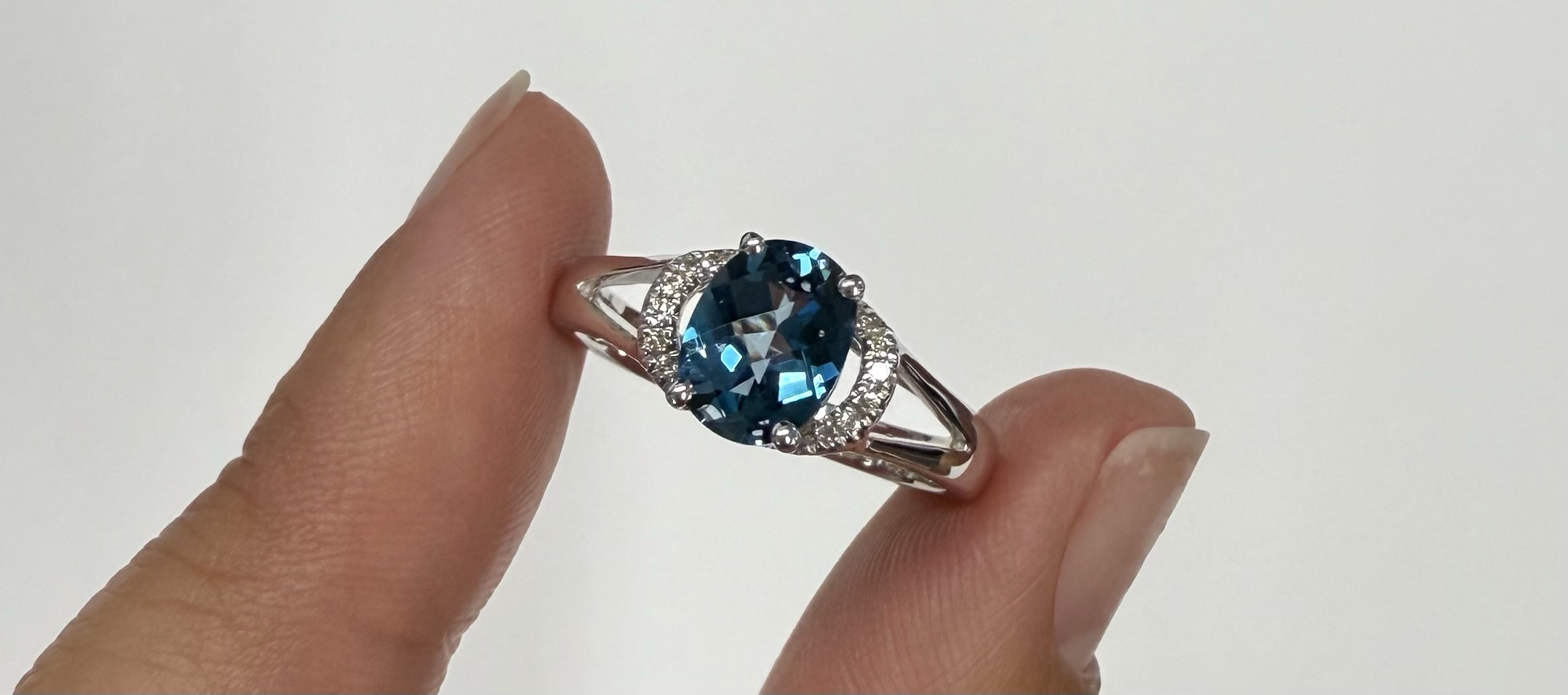 14k White Gold Genuine 1.55 Cttw London Blue Topaz & Diamond Ring - Image 16