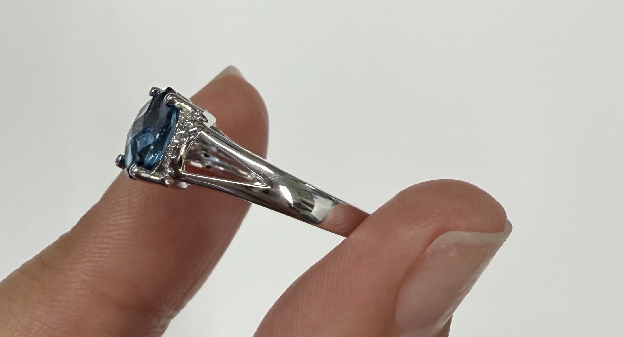 14k White Gold Genuine 1.55 Cttw London Blue Topaz & Diamond Ring - Image 17