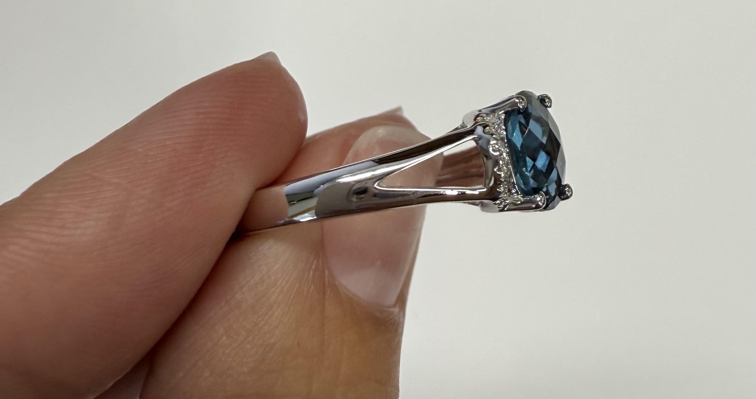 14k White Gold Genuine 1.55 Cttw London Blue Topaz & Diamond Ring - Image 15