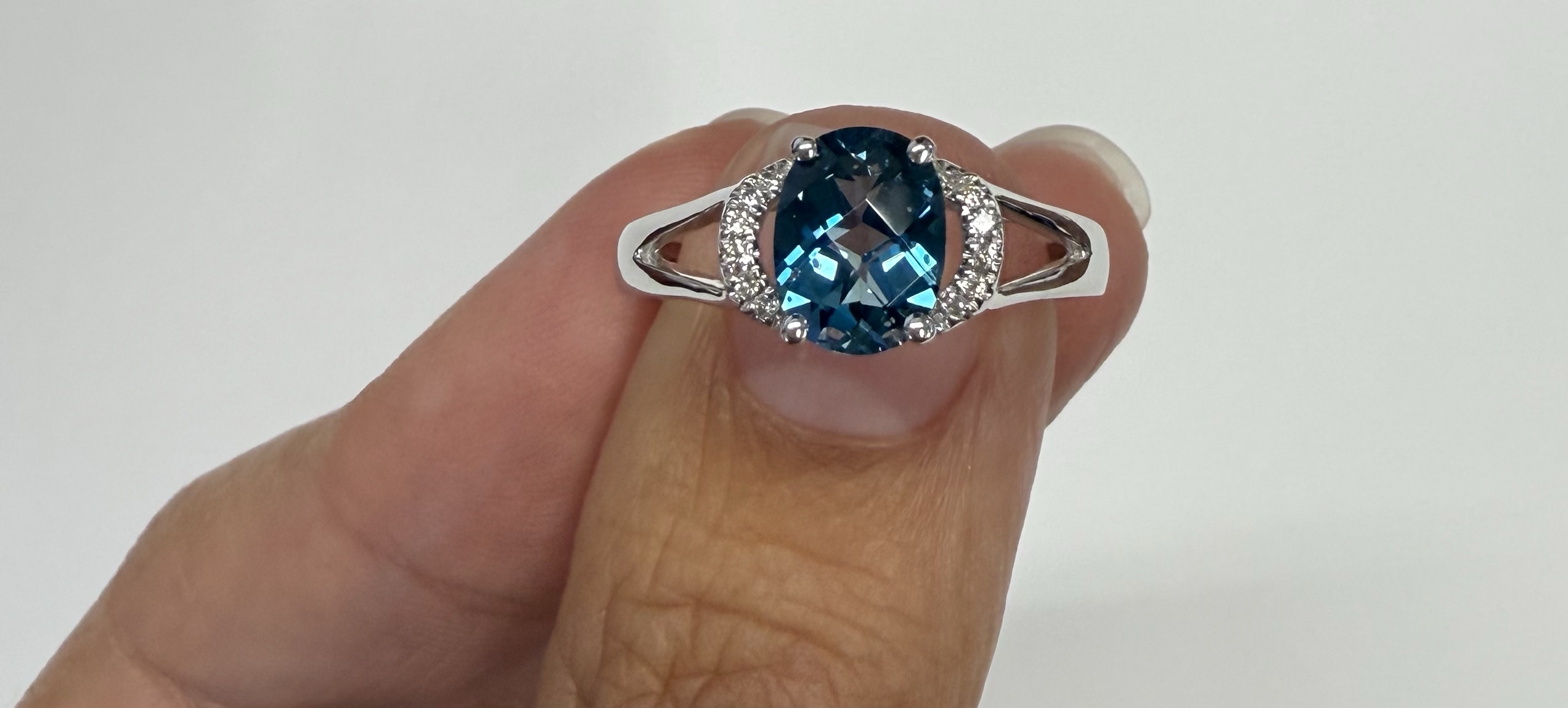 14k White Gold Genuine 1.55 Cttw London Blue Topaz & Diamond Ring - Image 14