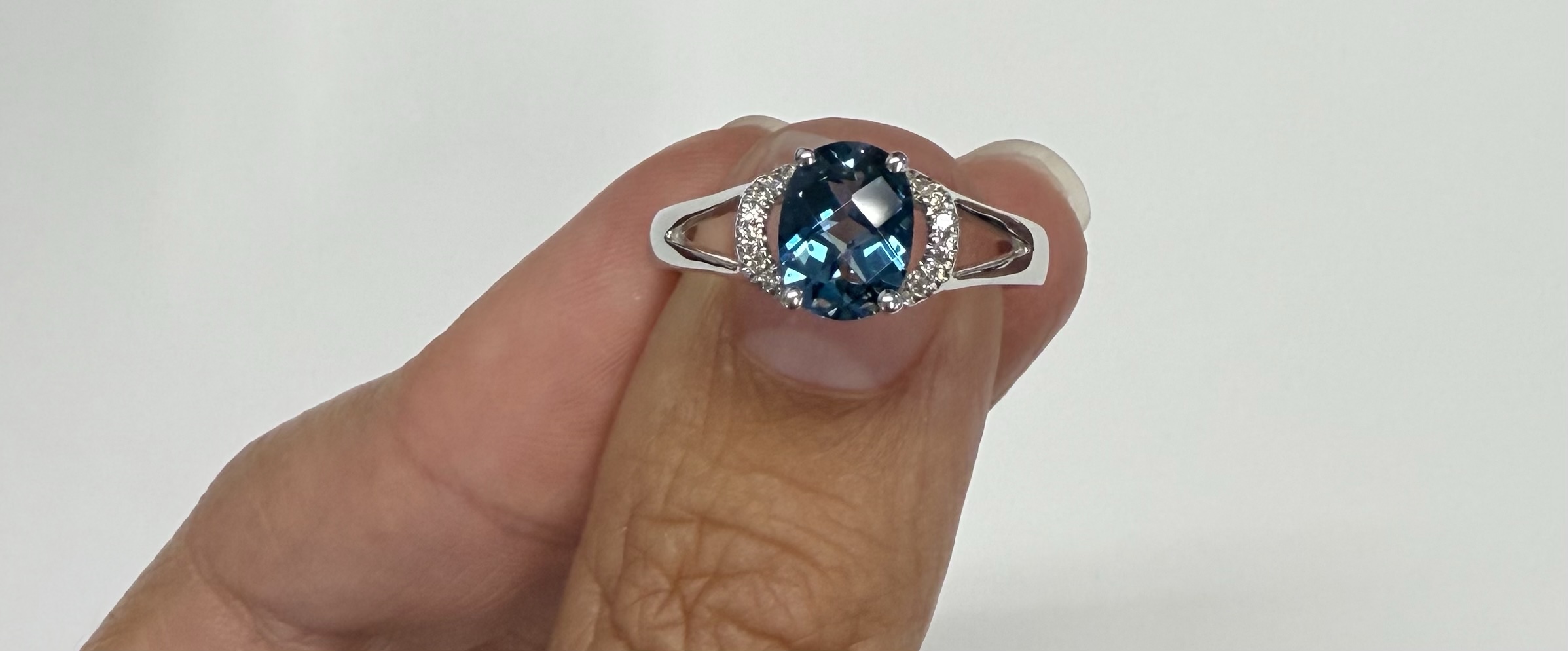 14k White Gold Genuine 1.55 Cttw London Blue Topaz & Diamond Ring - Image 13