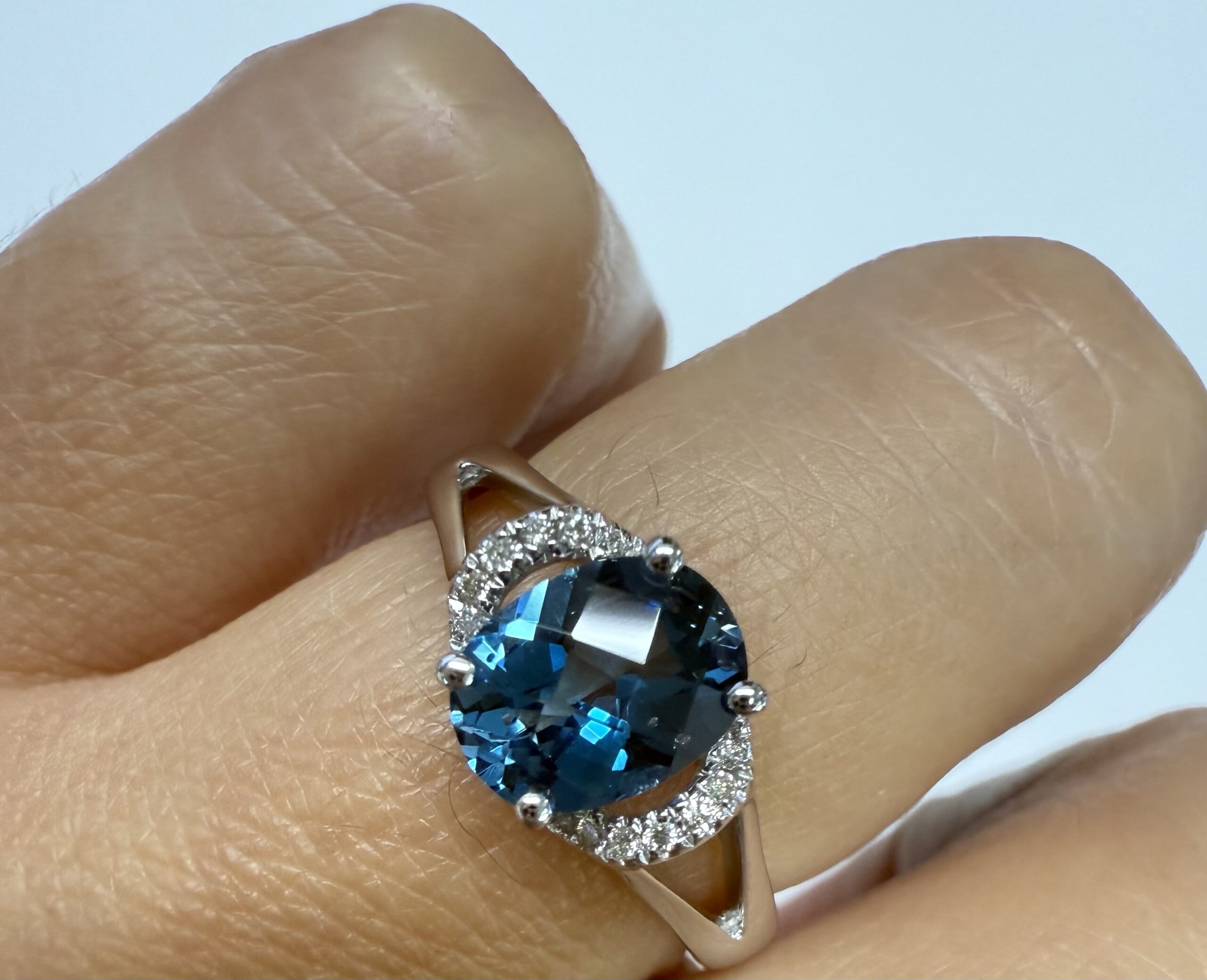 14k White Gold Genuine 1.55 Cttw London Blue Topaz & Diamond Ring - Image 11