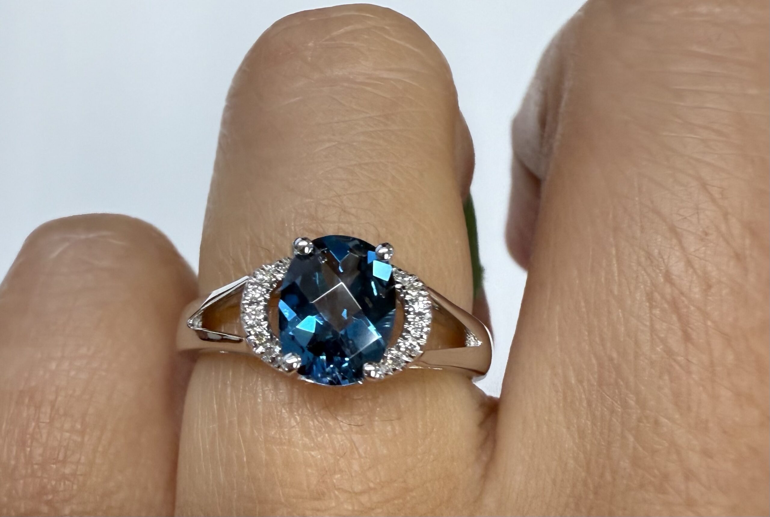 14k White Gold Genuine 1.55 Cttw London Blue Topaz & Diamond Ring - Image 9