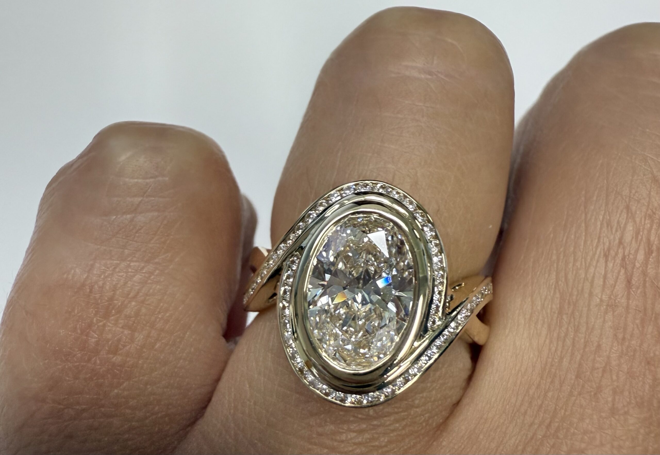 14k Yellow Gold Genuine Lab Grown IGI Certified 2.08 Carat Oval Brilliant Cut Diamond With Twisted Shank - Image 19