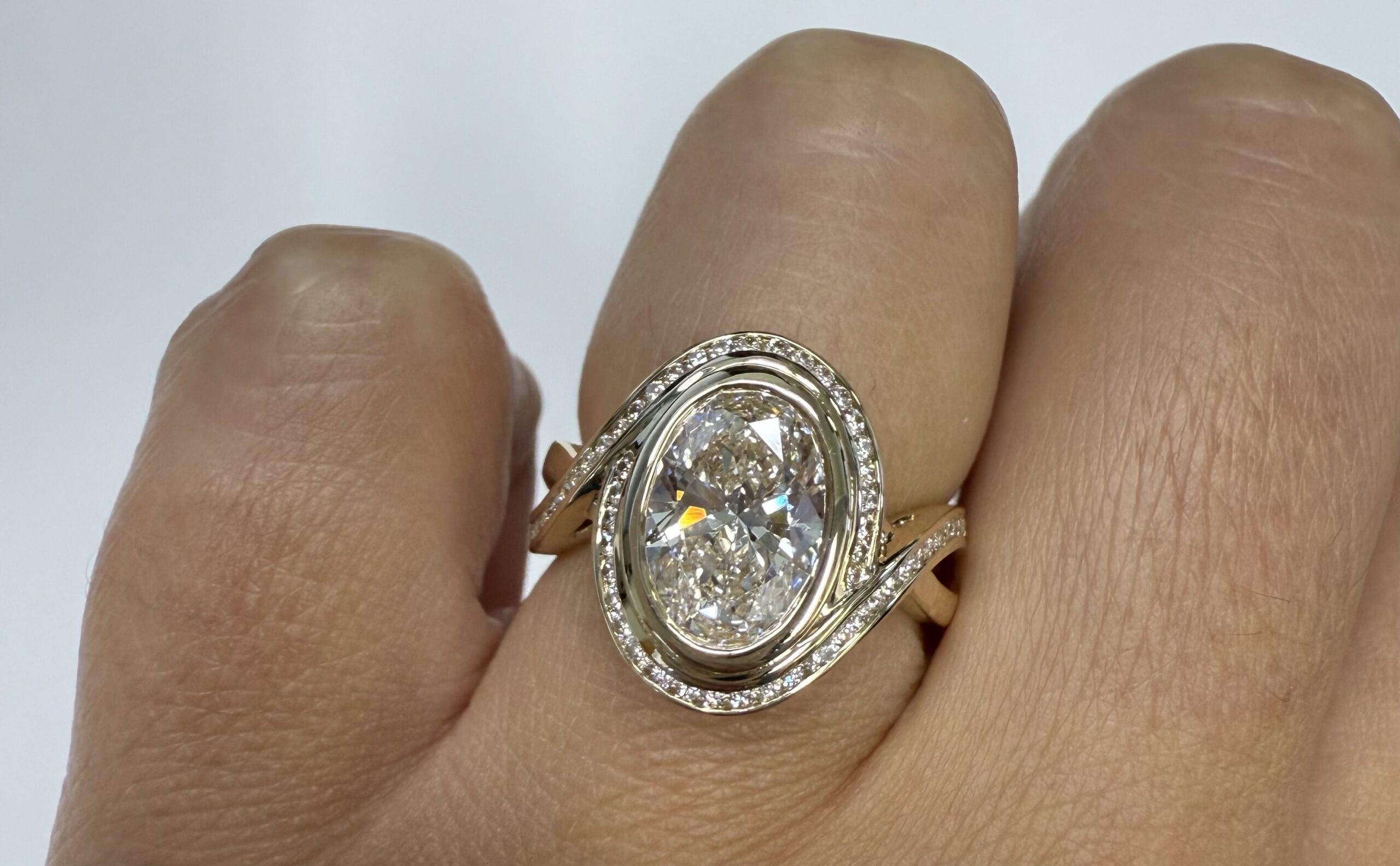 14k Yellow Gold Genuine Lab Grown IGI Certified 2.08 Carat Oval Brilliant Cut Diamond With Twisted Shank - Image 20