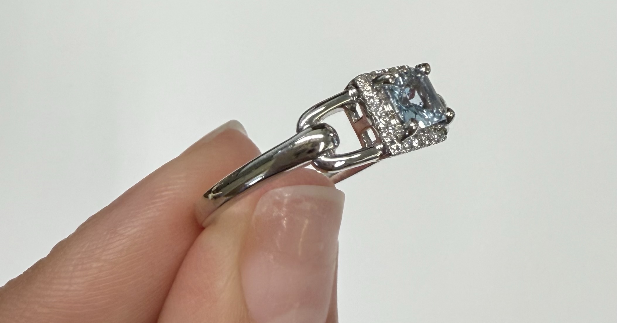 14k White Gold Genuine .35 Cttw Princess Cut Aquamarine & Diamond Ring - Image 18