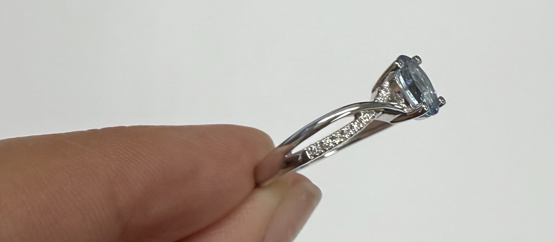 14k White Gold Genuine .77 Cttw Aquamarine & Diamond Ring With Twisted Shank - Image 9