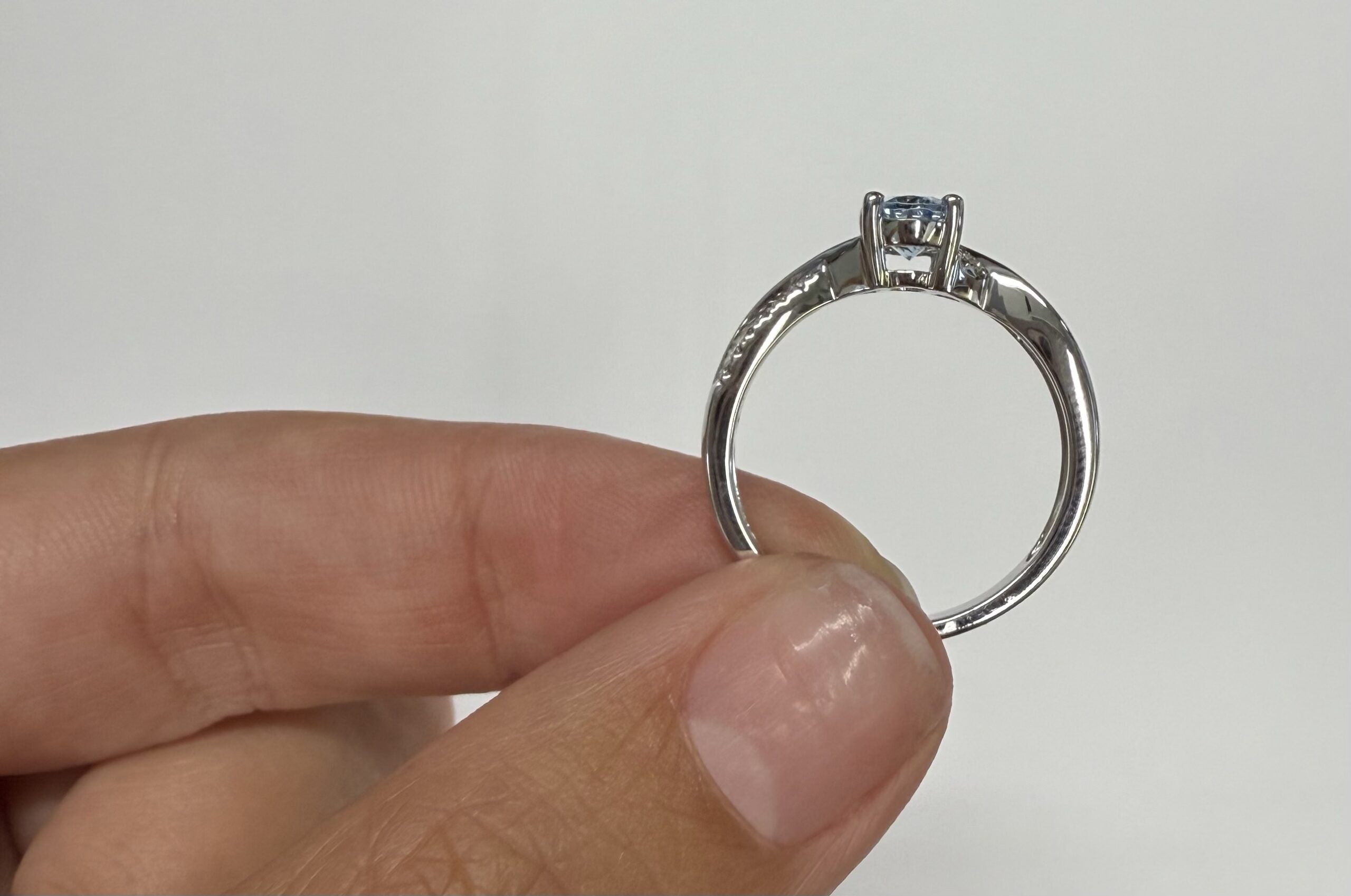 14k White Gold Genuine .77 Cttw Aquamarine & Diamond Ring With Twisted Shank - Image 10