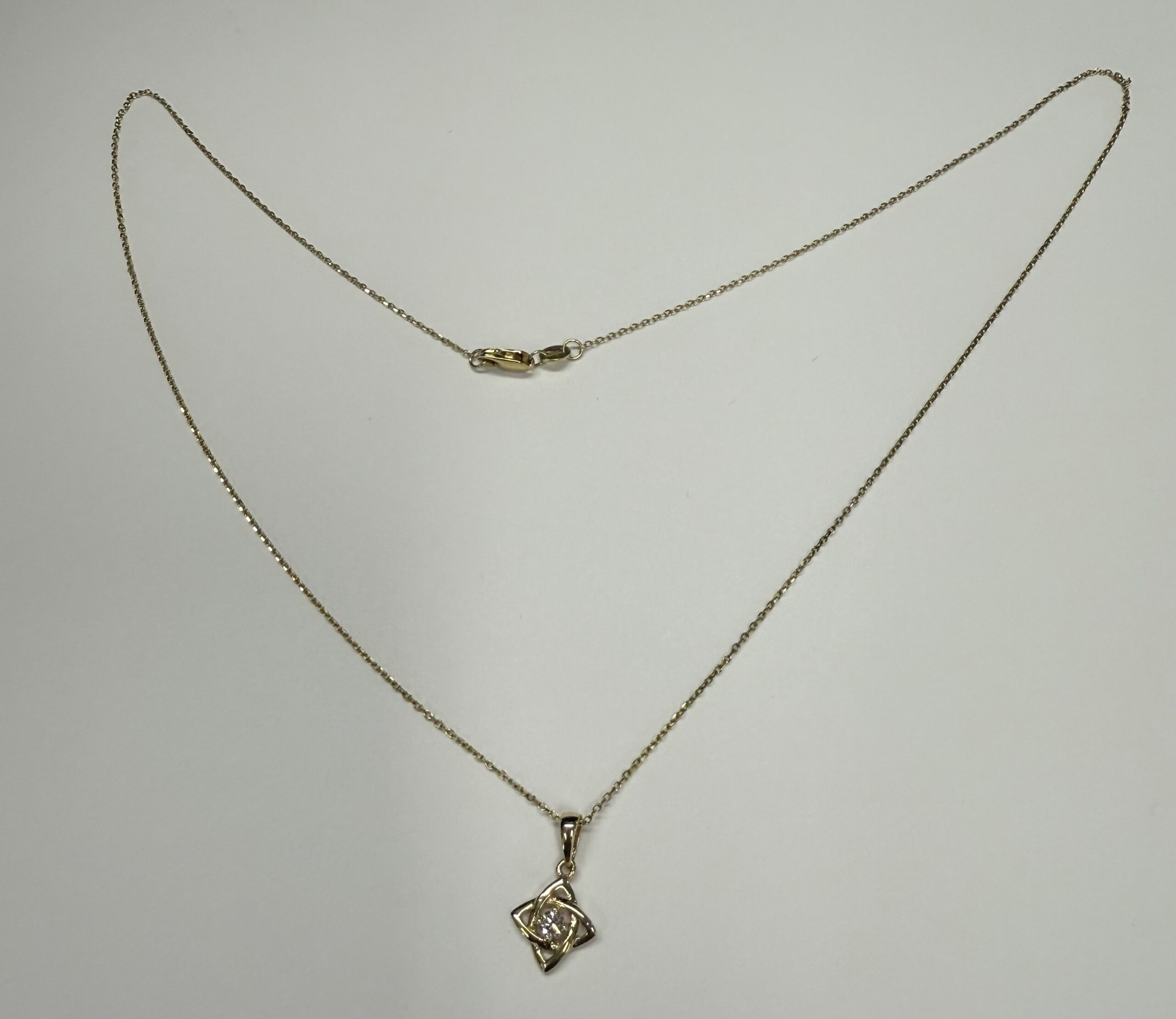 14k Yellow Gold Open Knot Motif Genuine Diamond Pendant - Image 2