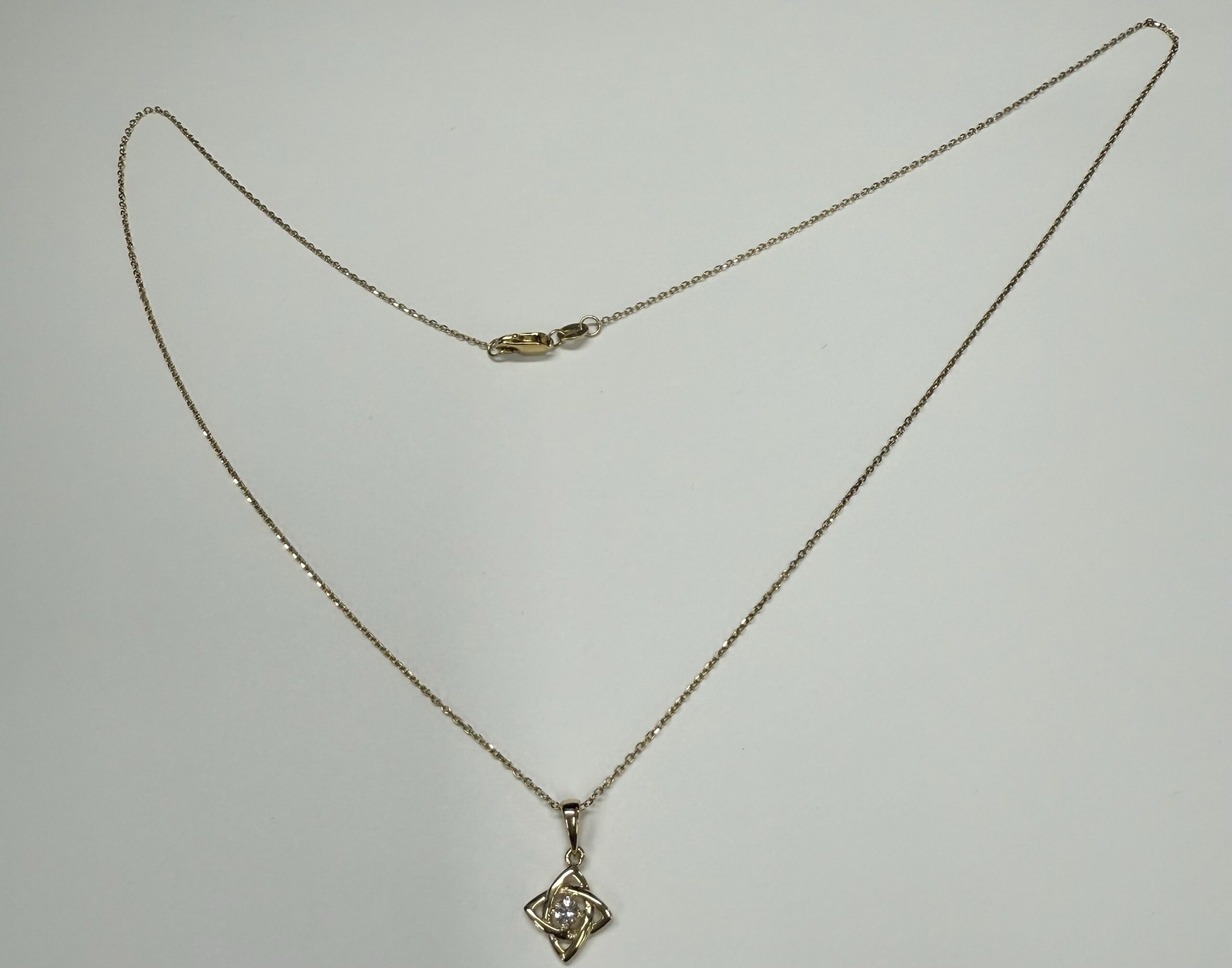 14k Yellow Gold Open Knot Motif Genuine Diamond Pendant - Image 7