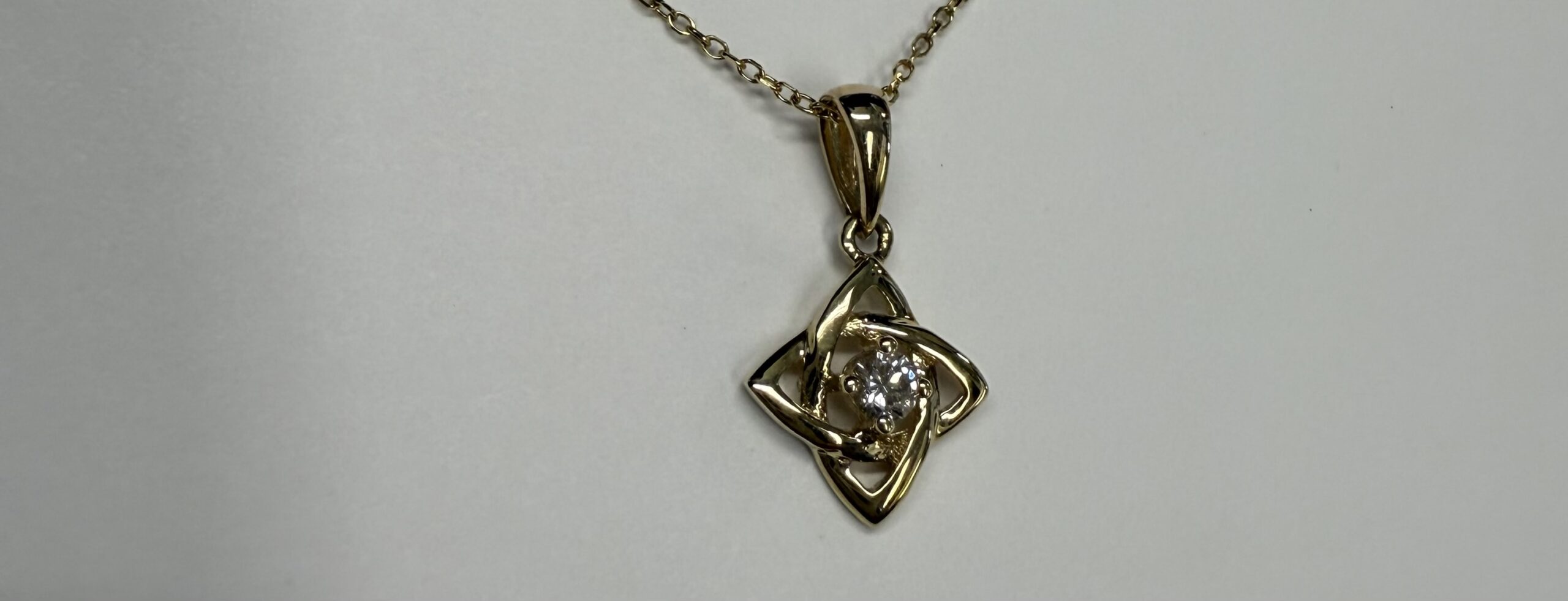 14k Yellow Gold Open Knot Motif Genuine Diamond Pendant - Image 9