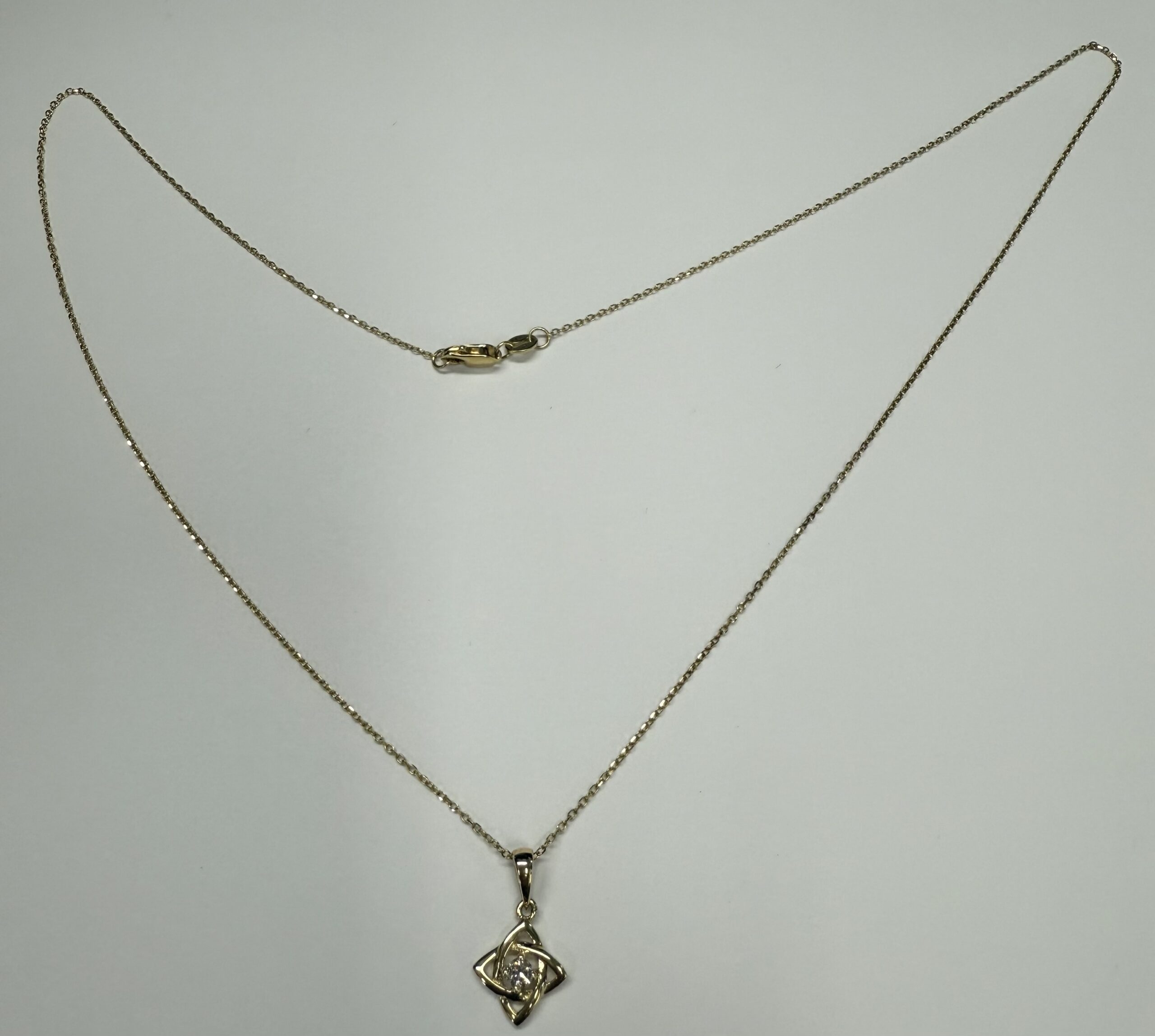 14k Yellow Gold Open Knot Motif Genuine Diamond Pendant - Image 10