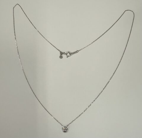 18k White Gold Genuine .19 Cttw Round Brilliant Cut Diamond Bezel Slide Pendant