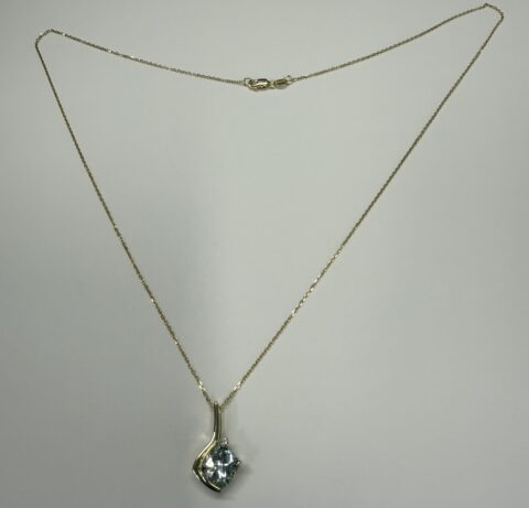 14k Yellow Gold Genuine 1.47 Carat Aquamarine & Diamond Freeform
