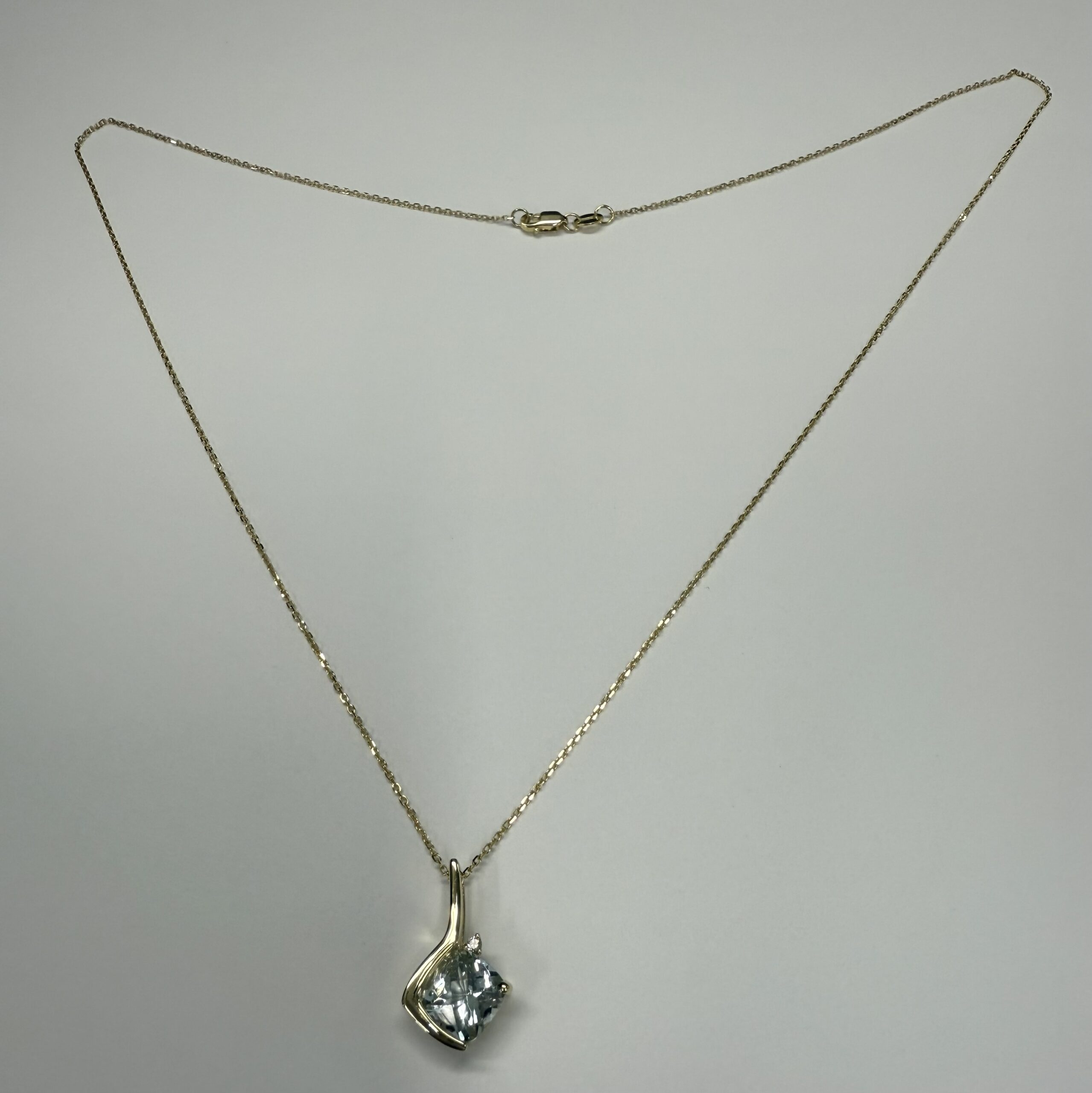 14k Yellow Gold Genuine 1.47 Carat Aquamarine & Diamond Freeform - Image 5