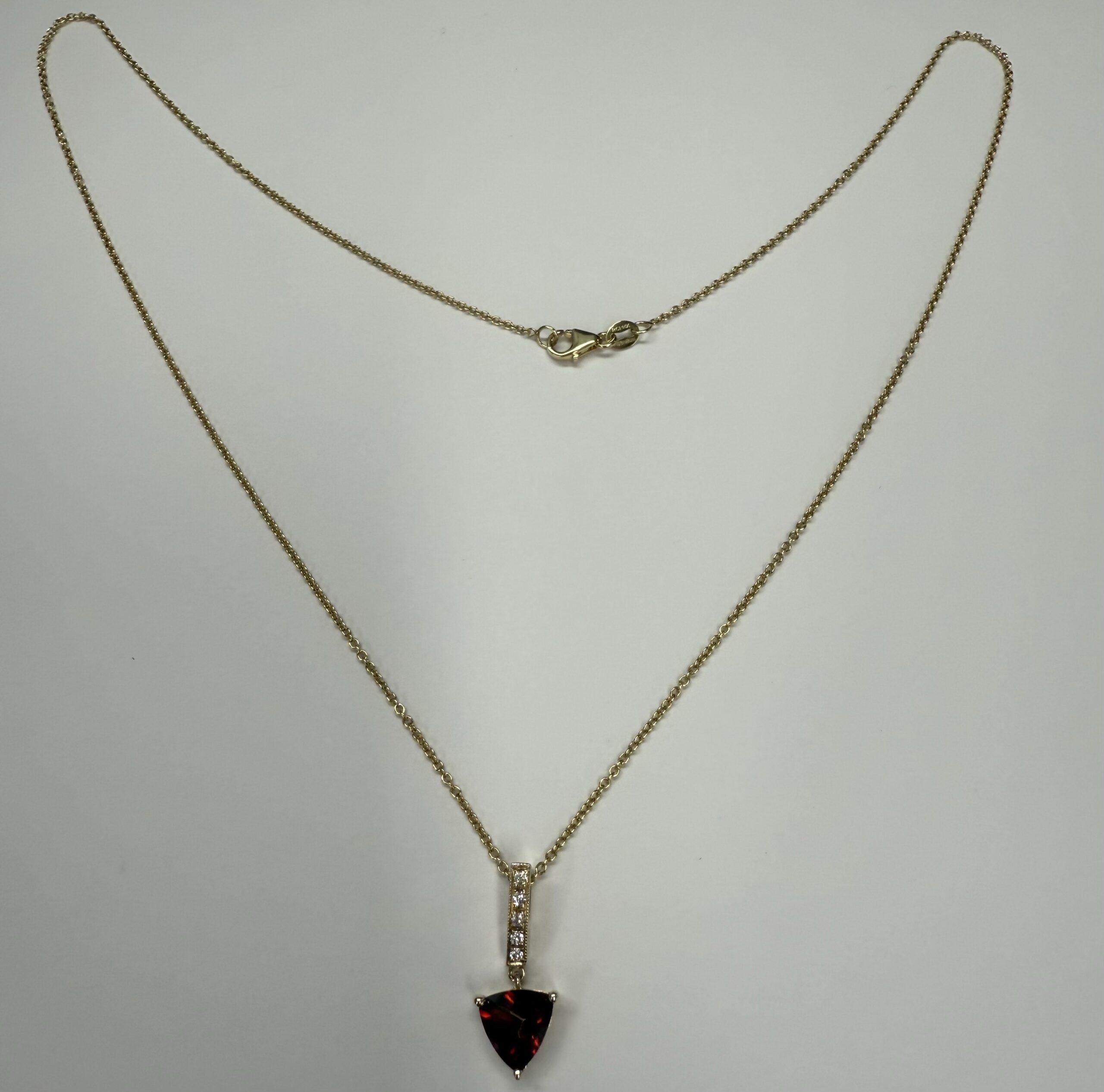 14k Yellow Gold Genuine 1.50 Carat Garnet & Diamond Dangle Pendant - Image 2