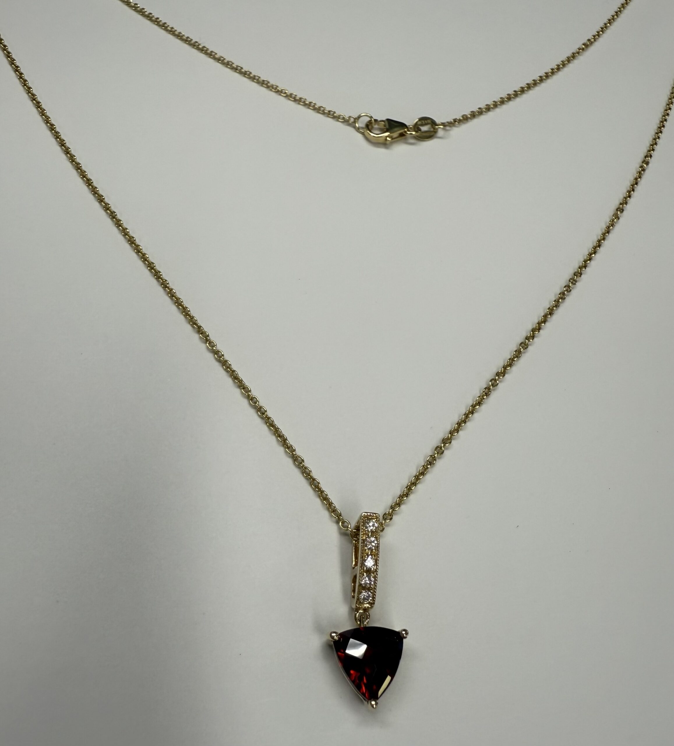14k Yellow Gold Genuine 1.50 Carat Garnet & Diamond Dangle Pendant - Image 4
