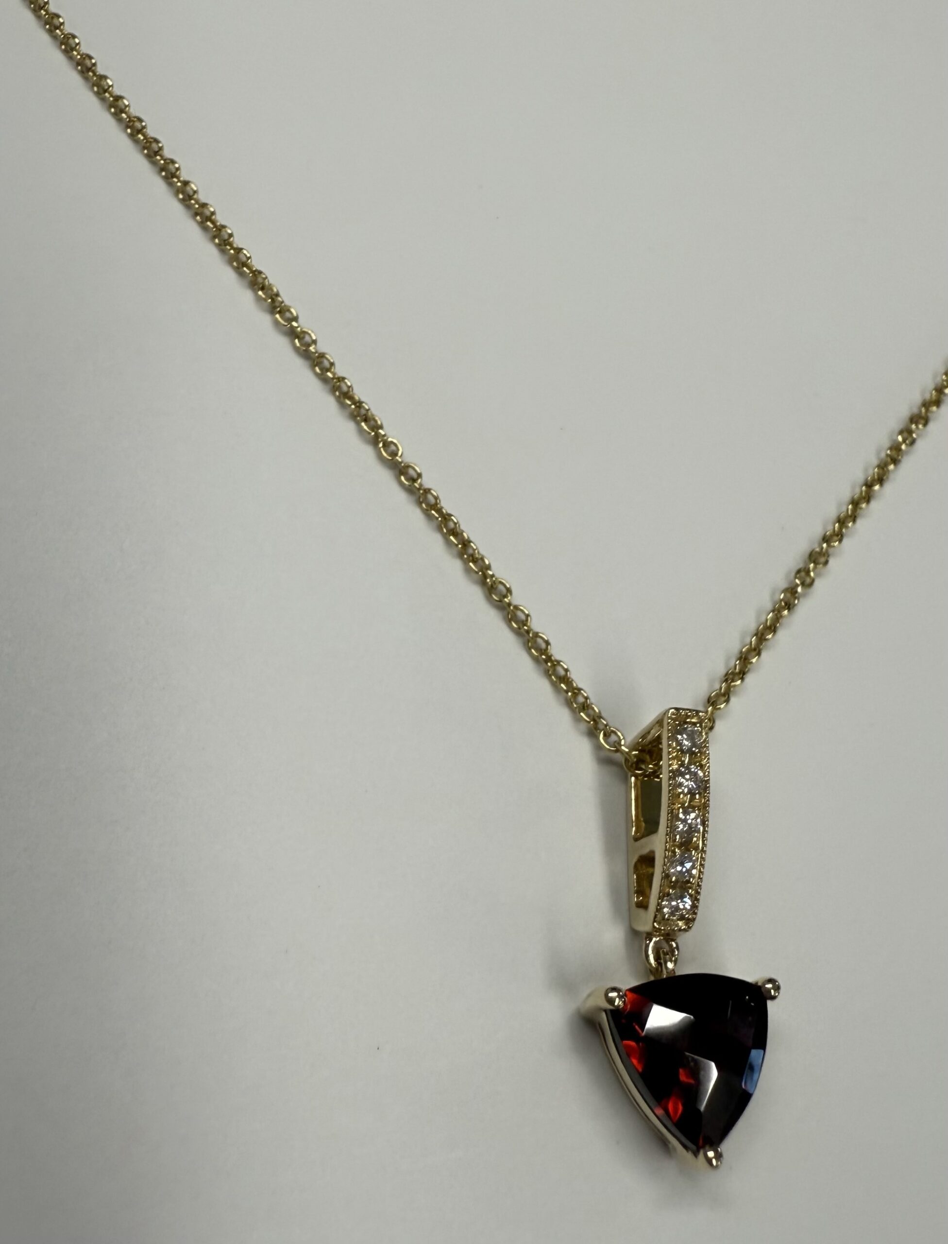 14k Yellow Gold Genuine 1.50 Carat Garnet & Diamond Dangle Pendant - Image 5