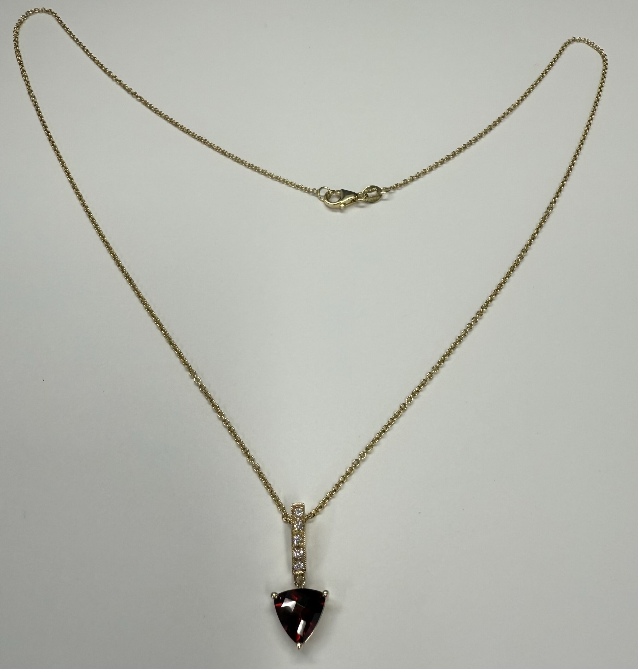 14k Yellow Gold Genuine 1.50 Carat Garnet & Diamond Dangle Pendant - Image 7