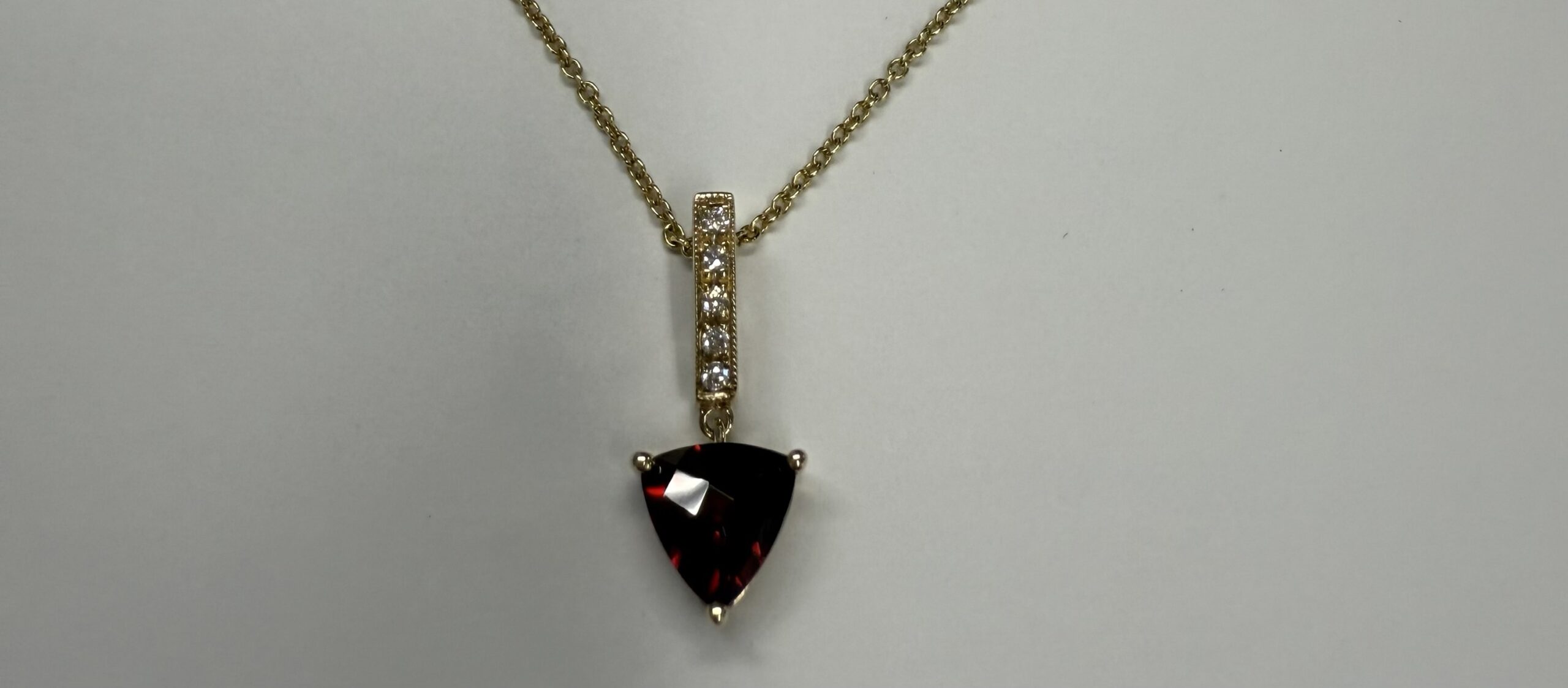 14k Yellow Gold Genuine 1.50 Carat Garnet & Diamond Dangle Pendant - Image 10