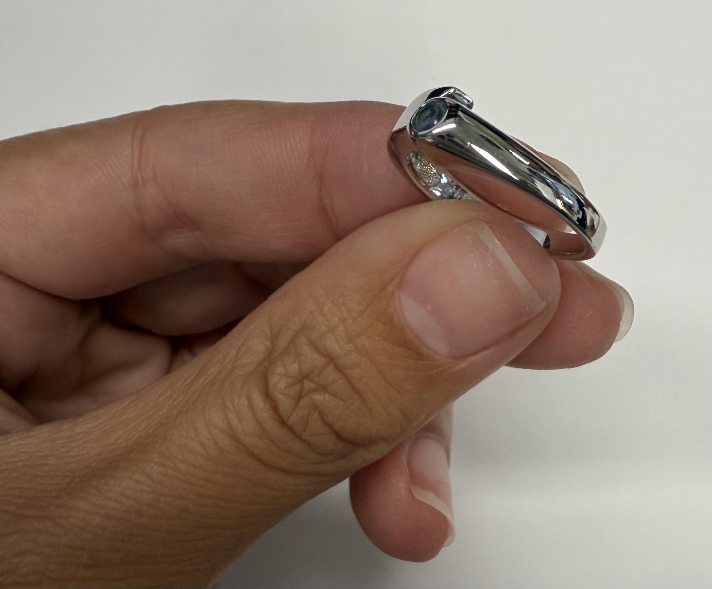 Vintage 14k White Gold Genuine 3 MM Aquamarine Bezel Ring - Image 5