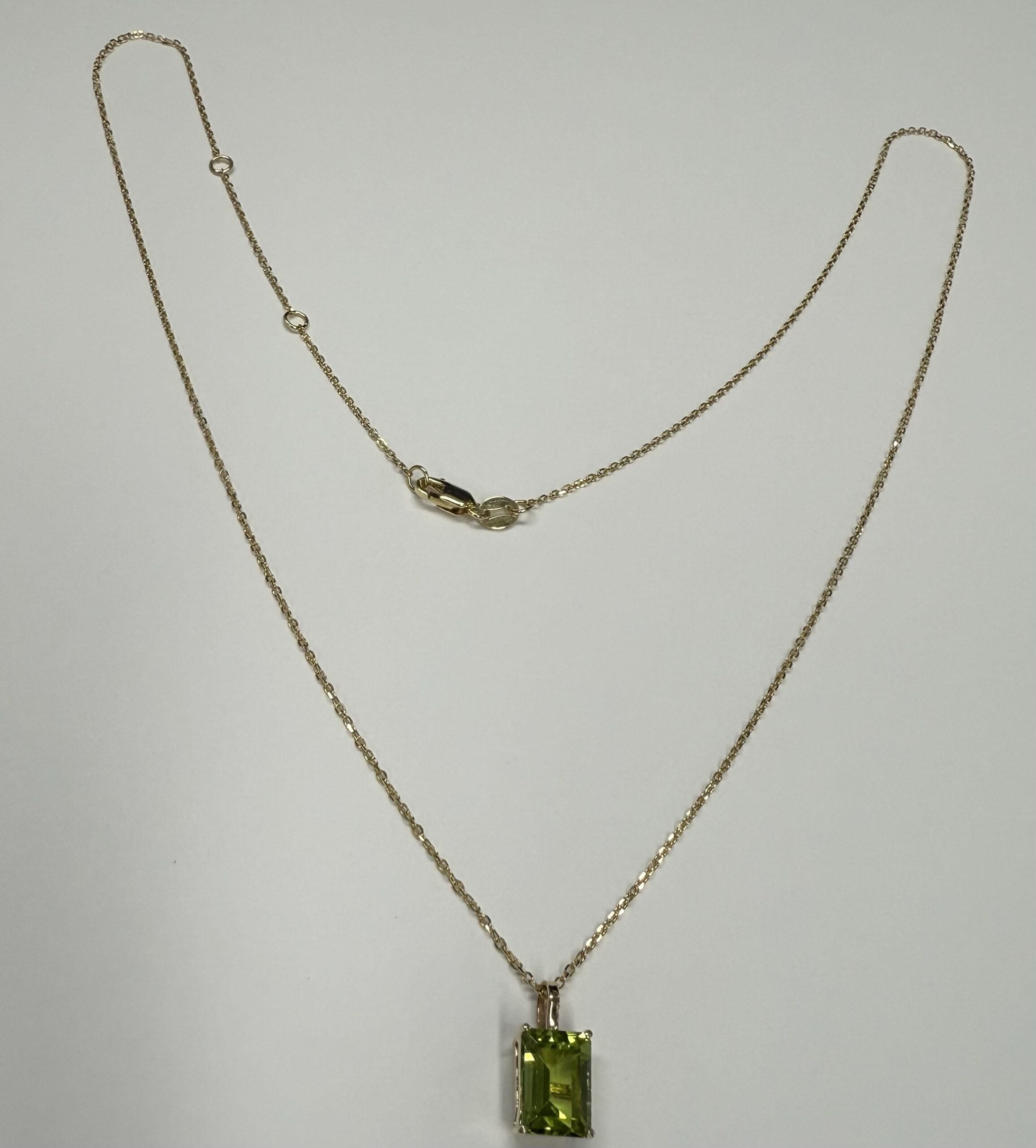 14k Yellow Gold Genuine 8 x 6 MM Peridot Pendant - Image 2