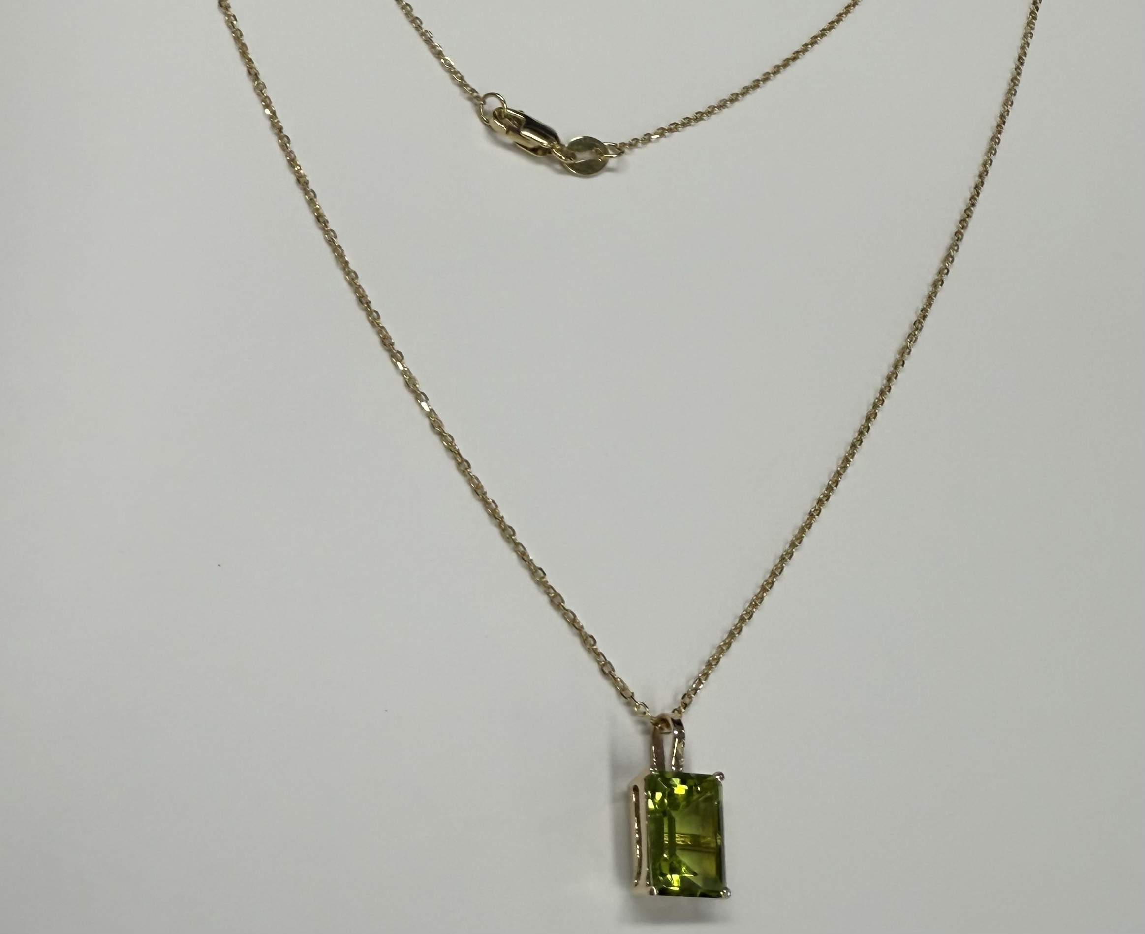 14k Yellow Gold Genuine 8 x 6 MM Peridot Pendant - Image 3