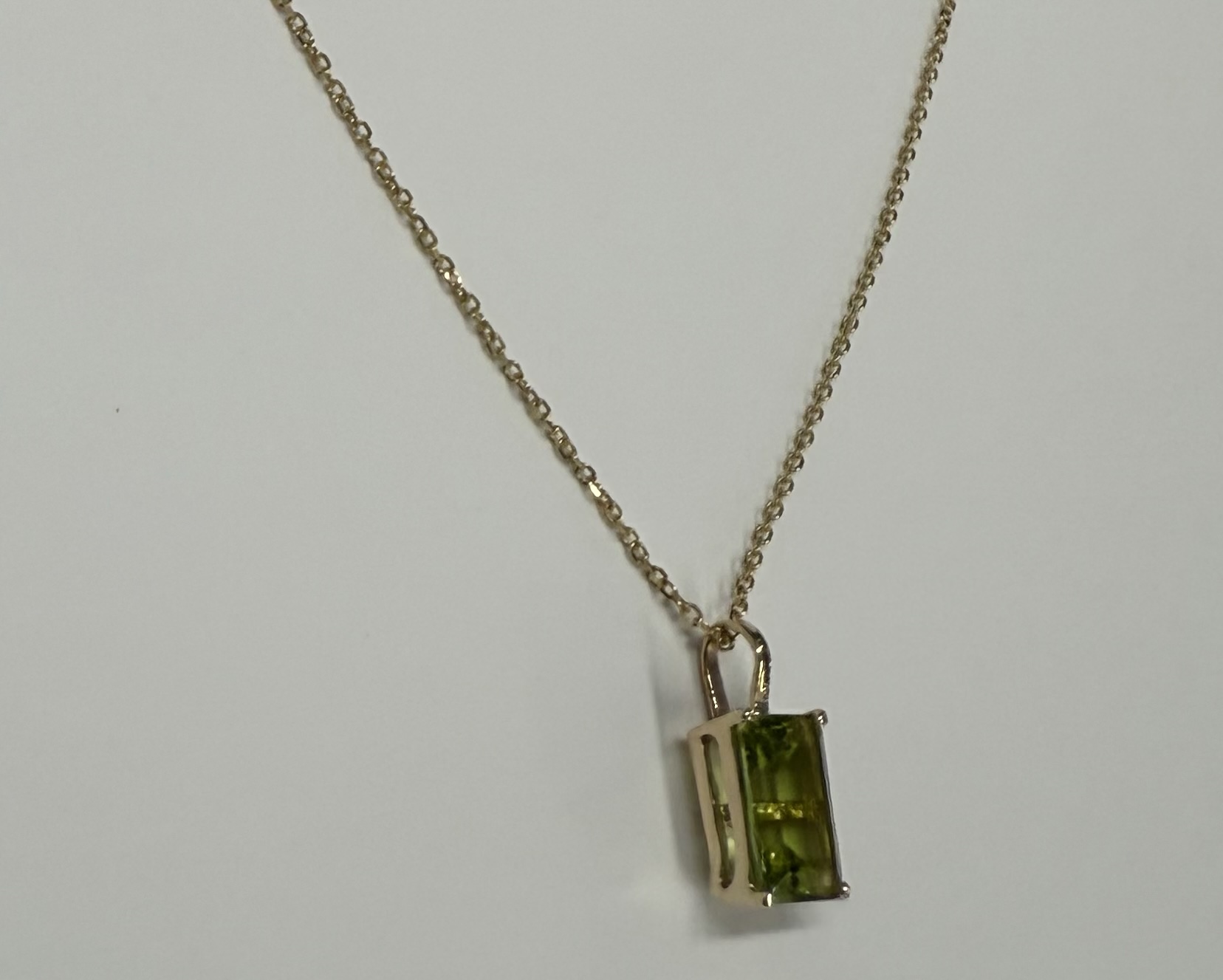 14k Yellow Gold Genuine 8 x 6 MM Peridot Pendant - Image 5