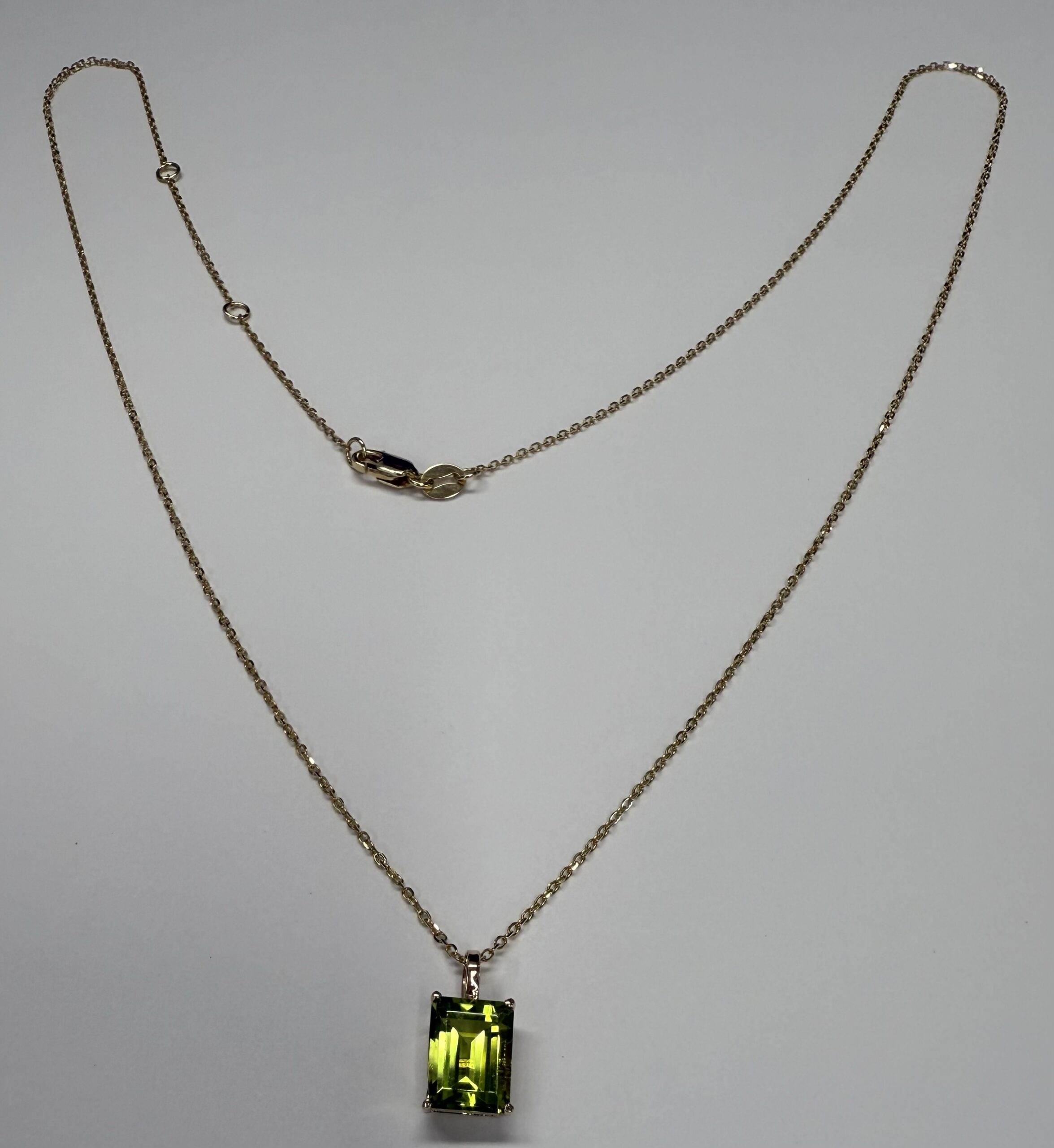 14k Yellow Gold Genuine 8 x 6 MM Peridot Pendant - Image 7