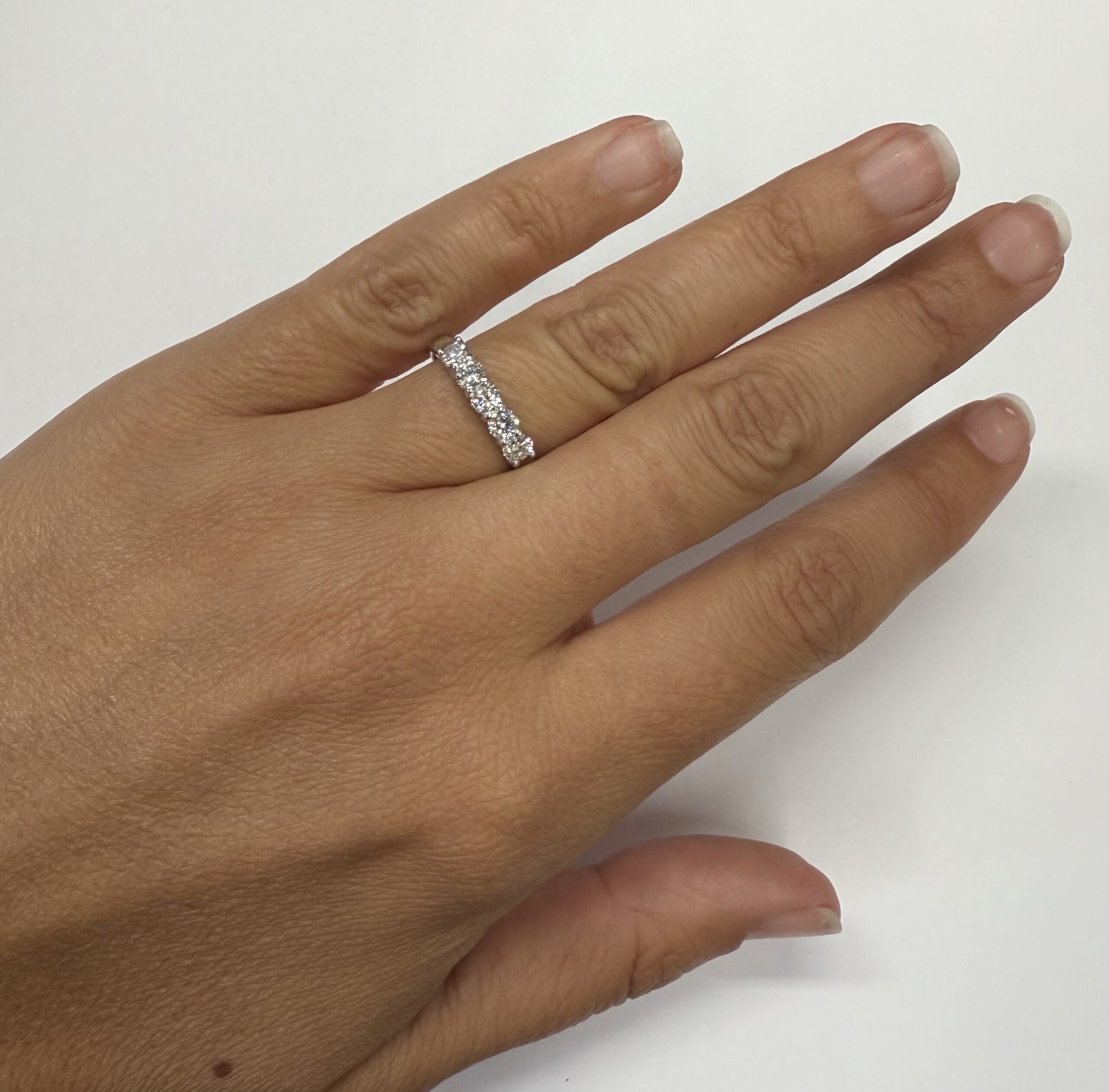 14k White Gold 5 Stone Genuine 3/4 Carat Round Brilliant Cut Diamond Band - Image 19