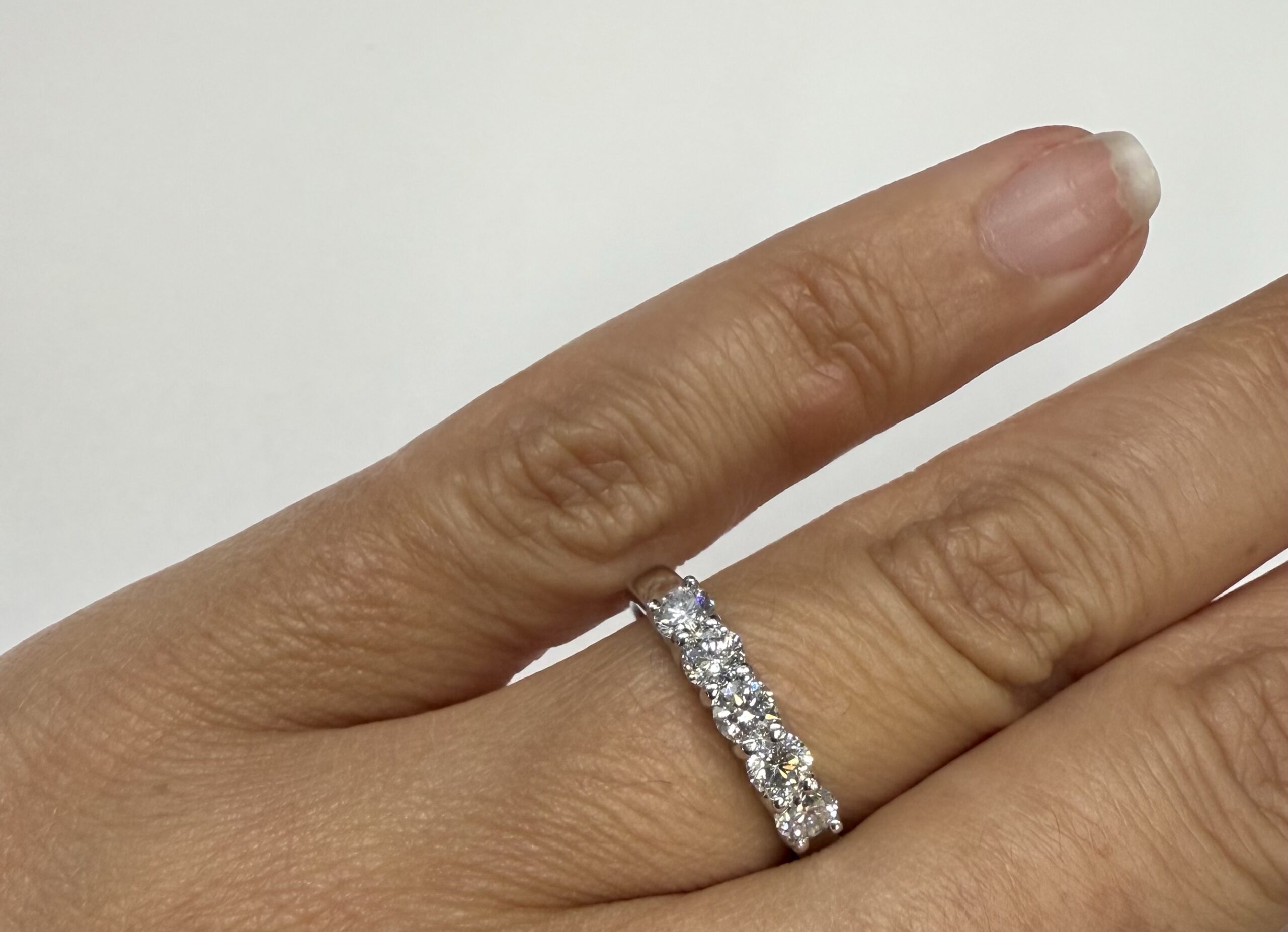 14k White Gold 5 Stone Genuine 3/4 Carat Round Brilliant Cut Diamond Band - Image 20