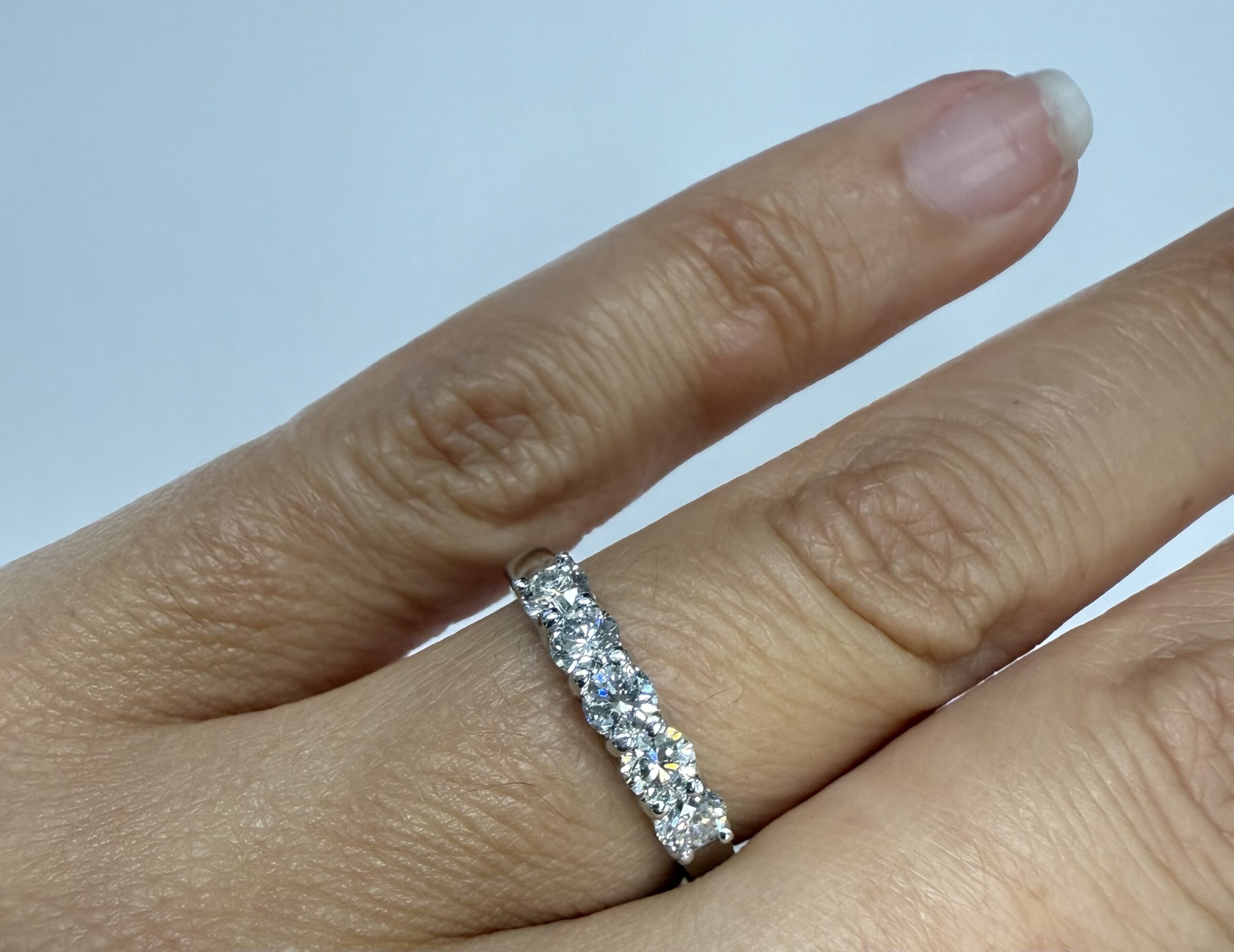 14k White Gold 5 Stone Genuine 3/4 Carat Round Brilliant Cut Diamond Band - Image 21