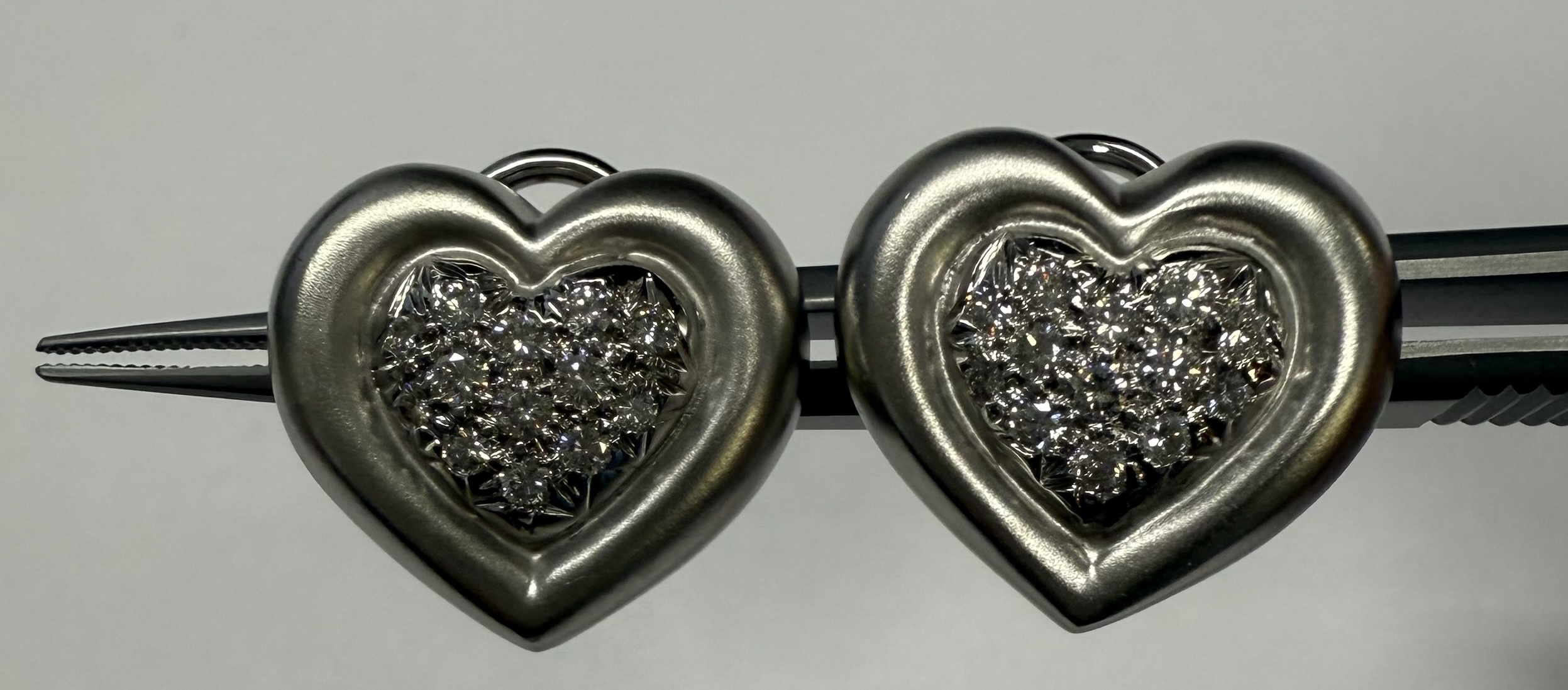 14k White Gold Genuine 3/4 Carat Heart Post & Clip Earrings - Image 6