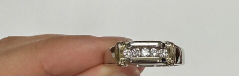Vintage Gent's 14k White Gold Genuine 1/4 Cttw Round Brilliant Cut Diamond Channel Set Band