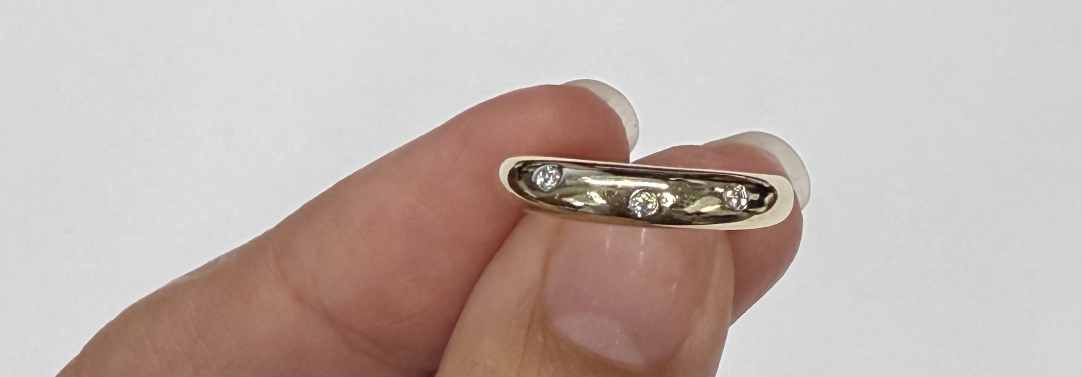 Vintage 14k Yellow Gold Genuine Diamond Domed Band - Image 6