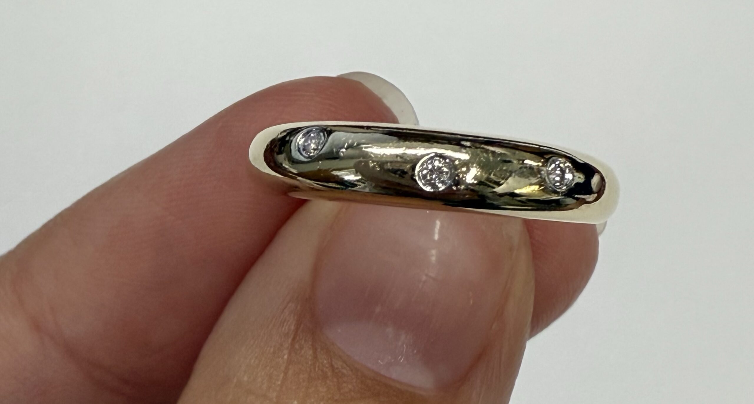 Vintage 14k Yellow Gold Genuine Diamond Domed Band - Image 8