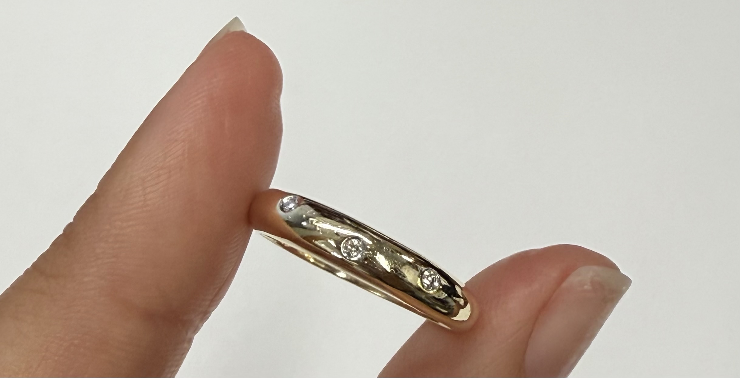 Vintage 14k Yellow Gold Genuine Diamond Domed Band - Image 9